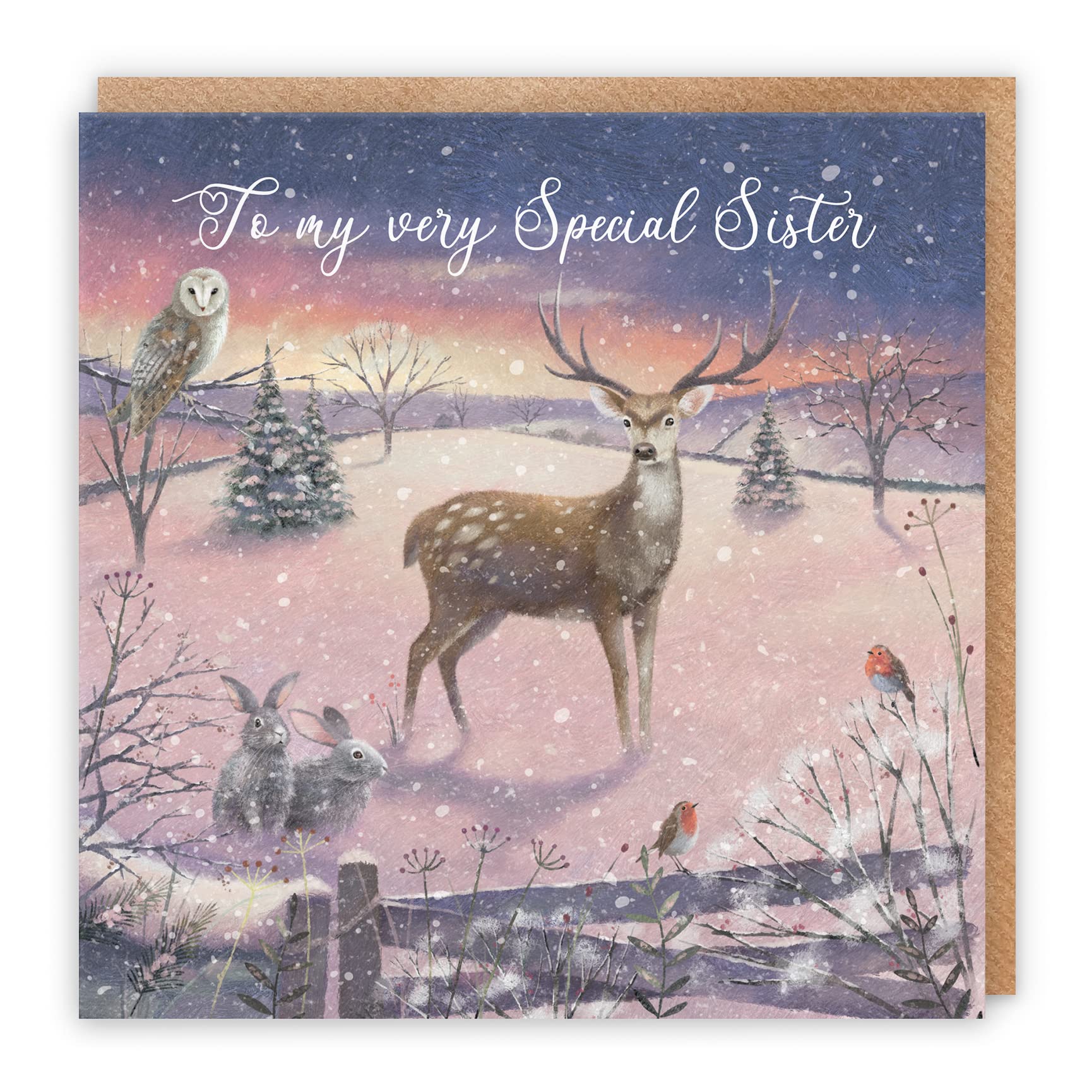 Hunts England, Sister Christmas Card, 'The Stag', To My Very Special Sister, Luxury Christmas Card For Sister