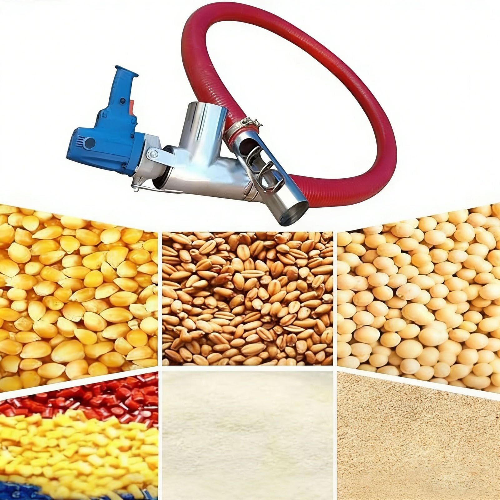 FHRKA Portable Hose Grain Conveyor Auger, Small Low Noise Screw Conveyor,High Suction Grain Suction Machine for Agriculture Farm (2.5m)