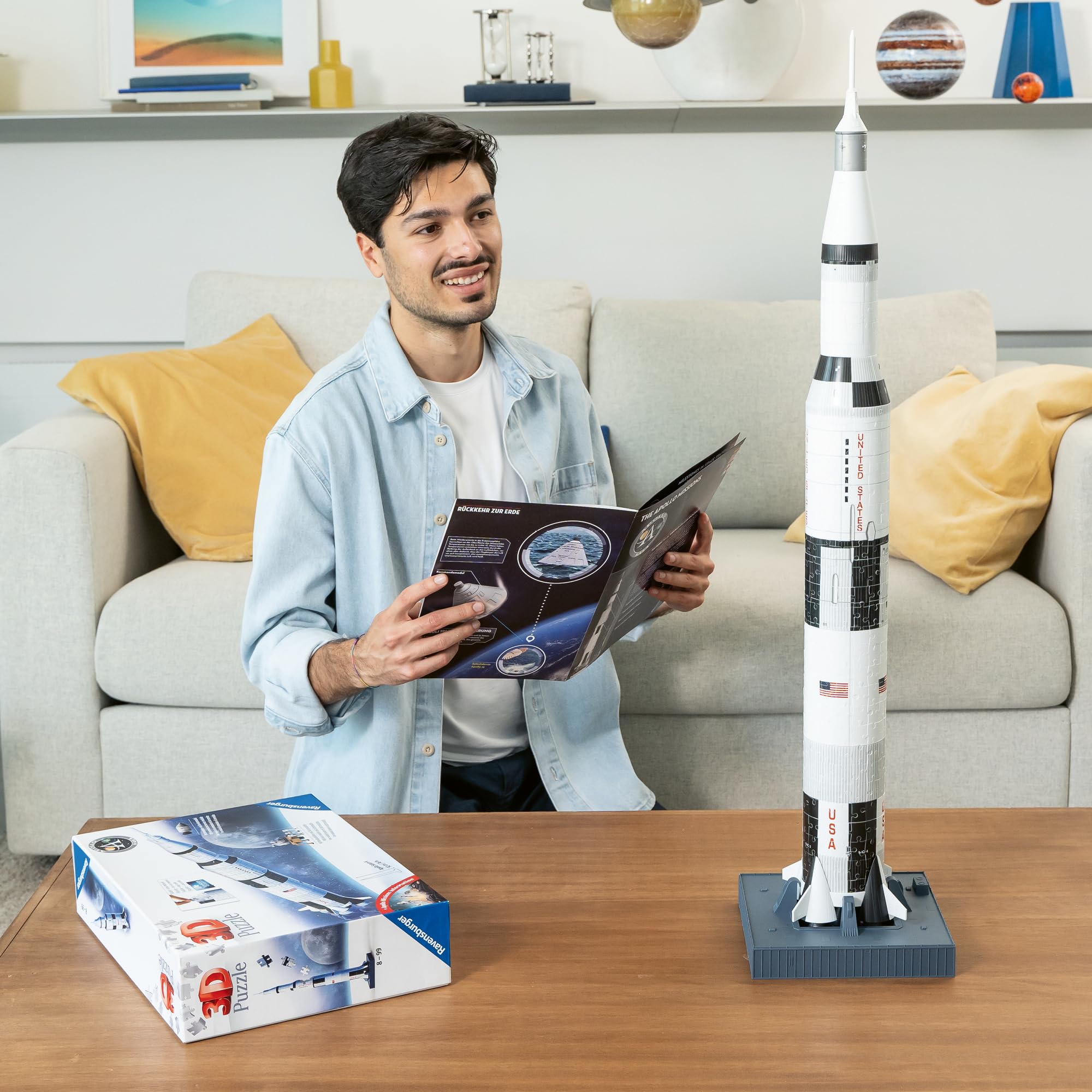 Ravensburger 3D Puzzle 11545 - Apollo Saturn V Rakete - zum Zusammenbauen und Erkunden - Für alle Weltraum Fans ab 8 Jahren