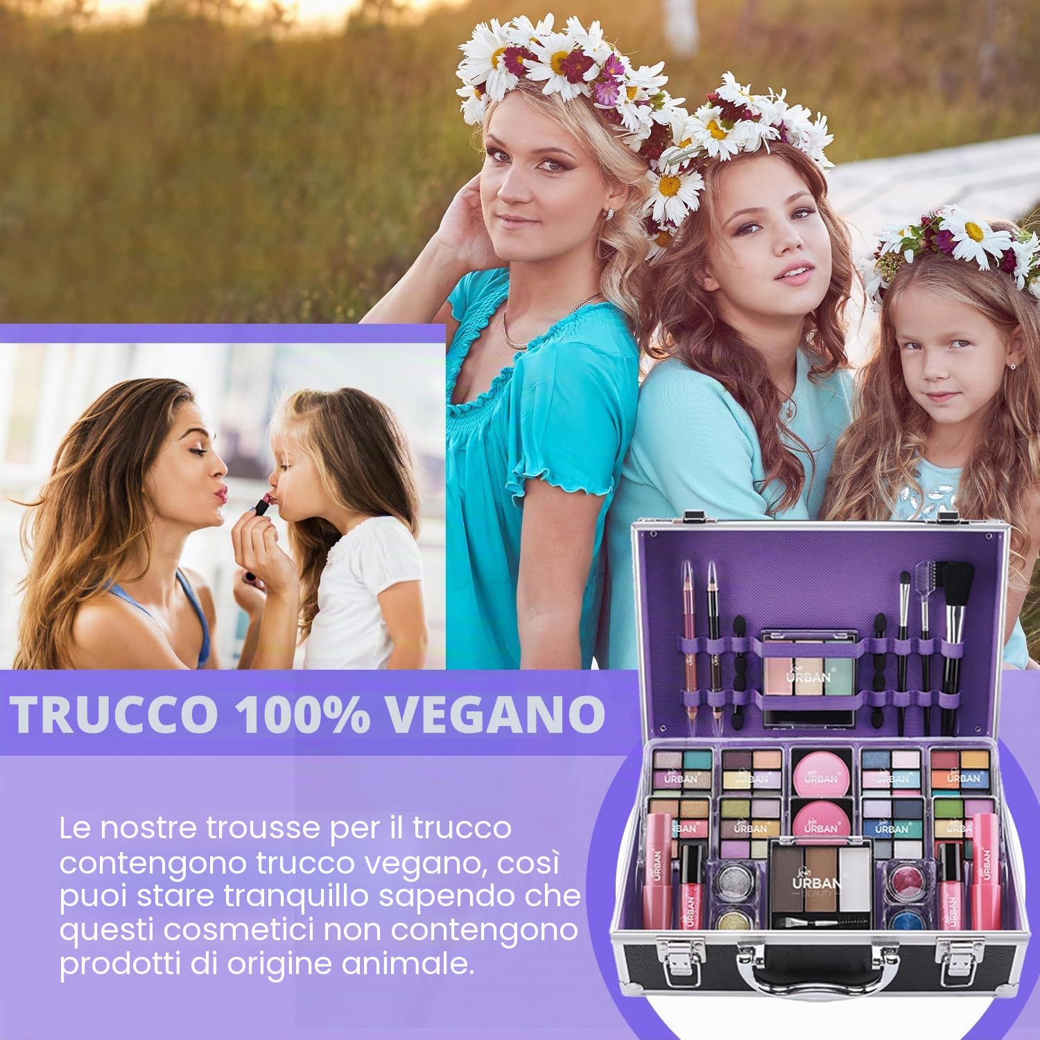 Bliss Beauty Case con Prodotti per il Trucco Vegani - Organizzatore in Alluminio