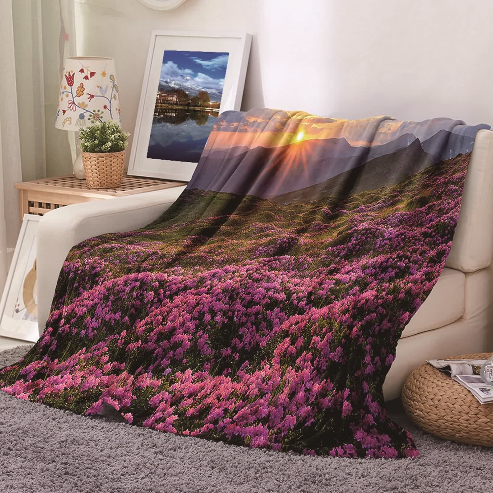 Plaid chaud et doux polaire KnSam 80x120 couverture lit flanelle rose
