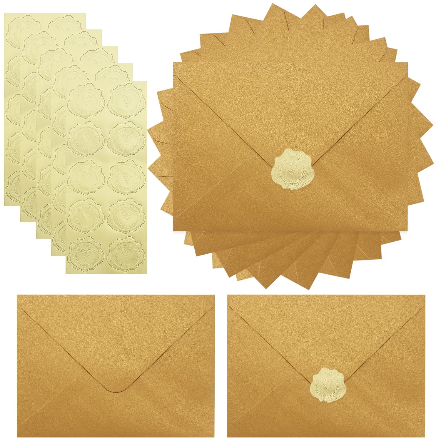 Zooyinfy 50 Pack A7 Pearl Envelopes 18.5 x 13.5cm,Glod