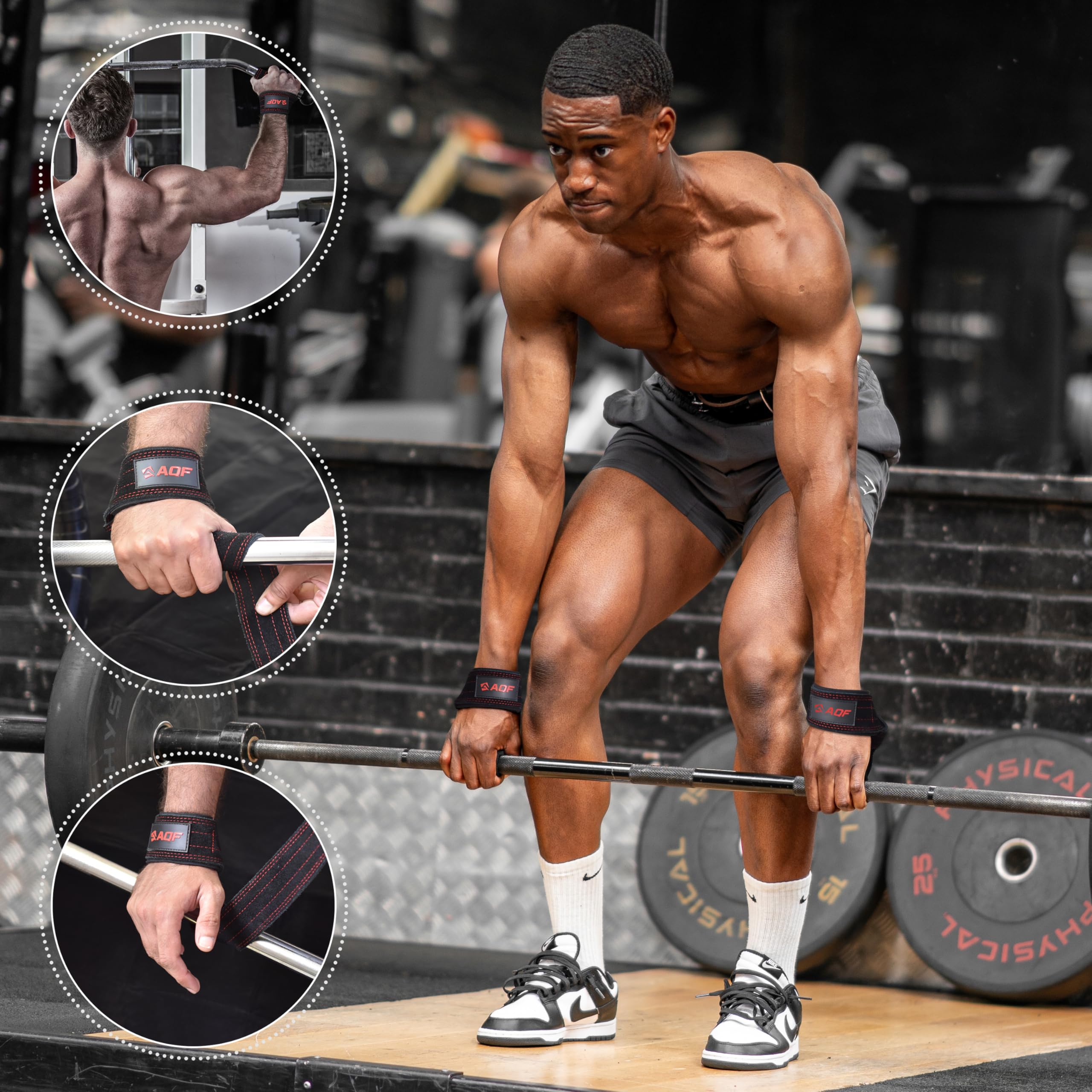 AQF Leder Zughilfen Krafttraining Wildleder | Profi Lifting Straps für Bodybuilding und Weightlifting | Kreuzheben Gurte, Gym Fitness Zughilfen für Frauen und Männer