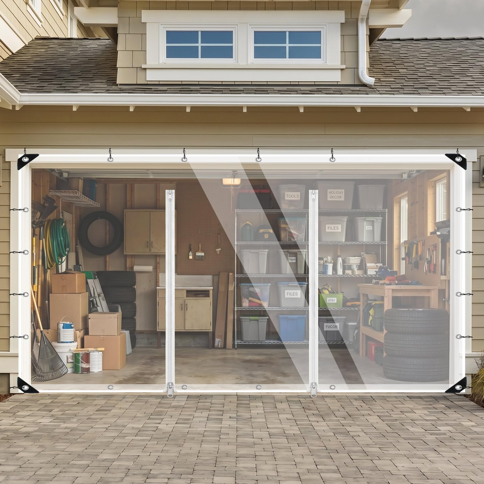 Bâche Transparente 420 g/m², avec 2 Fermetures éclair étanches(2.4 X 4.5M)