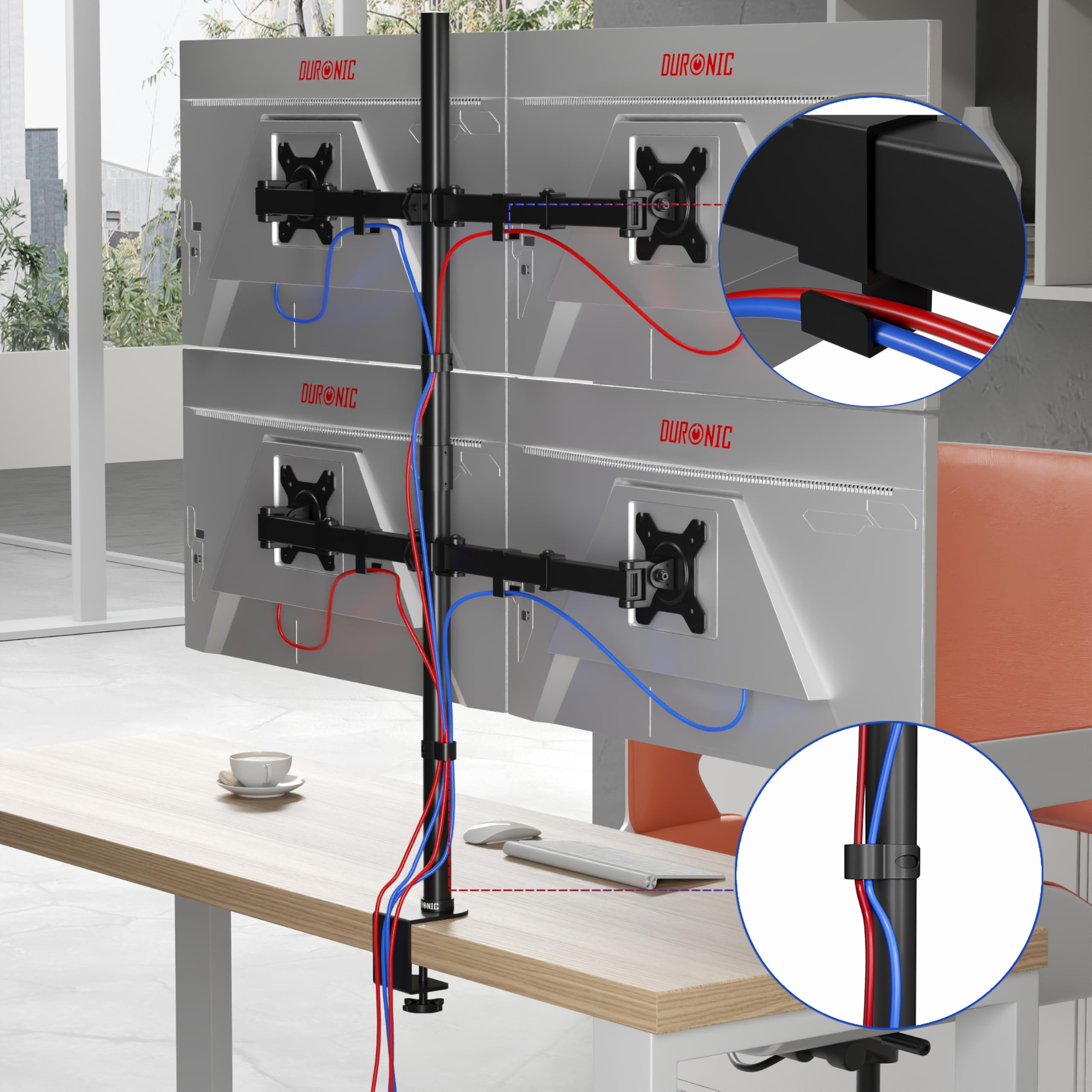 Duronic DMT154 BK Brazo para Monitor, 100 cm de Altura Ajustable
