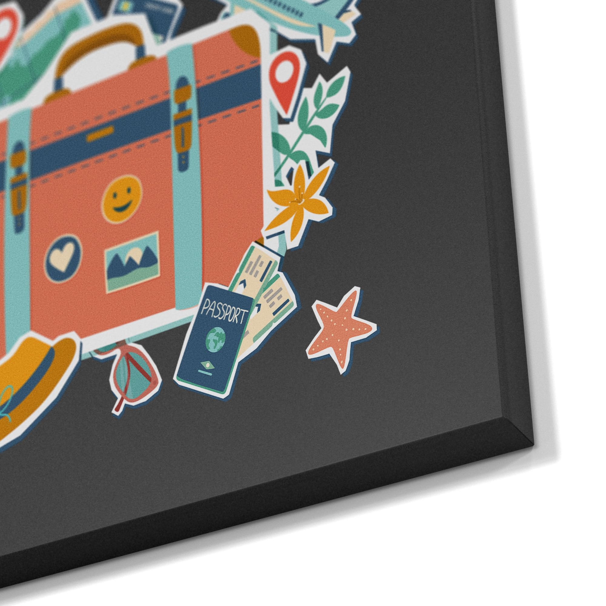 DEQORI Magnetische Kreidetafel mit UV-Druck | Motiv Fernweh & Abenteuer | Design rechteckig 90x60 cm | Kreide Metalltafel beschreibbar – Wanddeko für Küche, Flur, Kinderzimmer & Büro