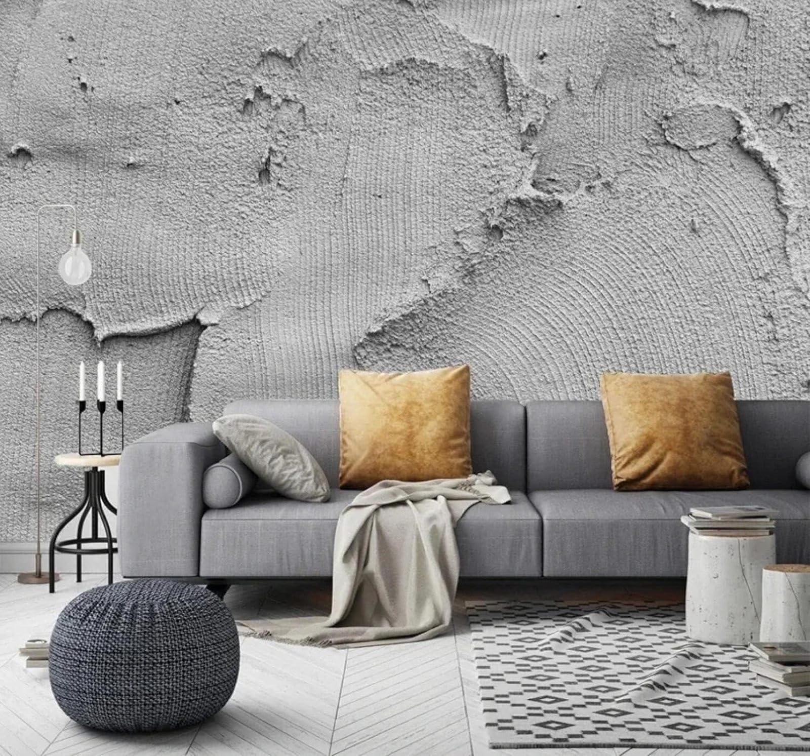 XLMING Vintage Relief Grey Concrete Texture 3D Wallpaper Luxury Home Dining Decor Paste Sofa Living Room The Wall for Bedroom Mural-430cm×300cm