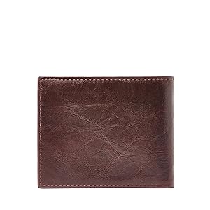 Fossil Men's Leather Bifold Wallet with Flip ID Window for Men