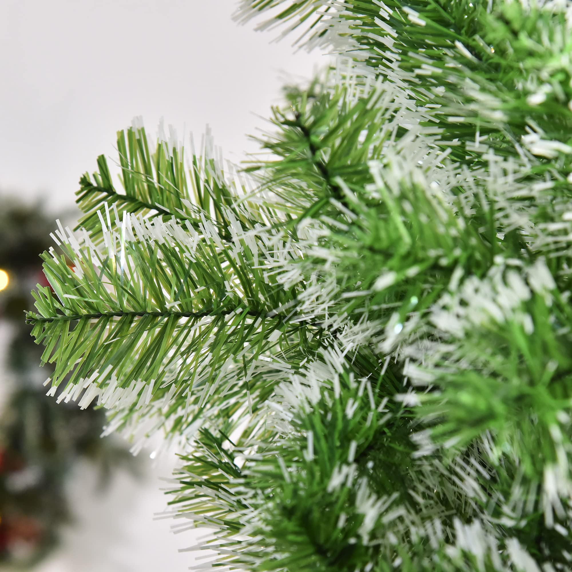 HOMCOM Sapin de Noël Artificiel Aspect Enneigé 210 cm Grand Réalisme | 968 Branches Épines Imitation Nordmann