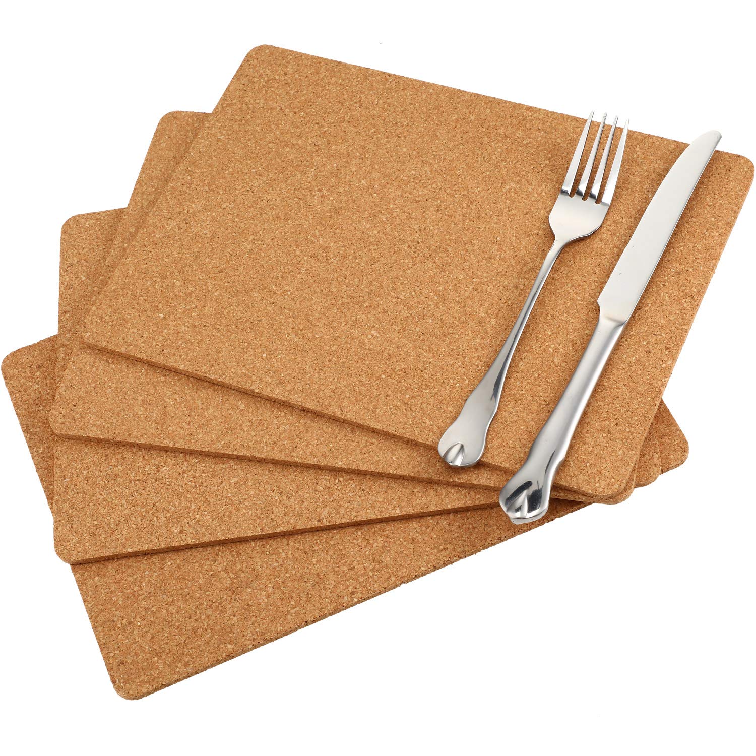 Boao 4 Pack Rectangle Cork Plant Coaster Trivets Backing, 11'' x 8'' x 0.2'' Square Cork Trivet for Hot Dishes Large Coaster Pad Sheet Heat Resistant Kitchen Restaurant Home Bar Cafe Wedding Supplies