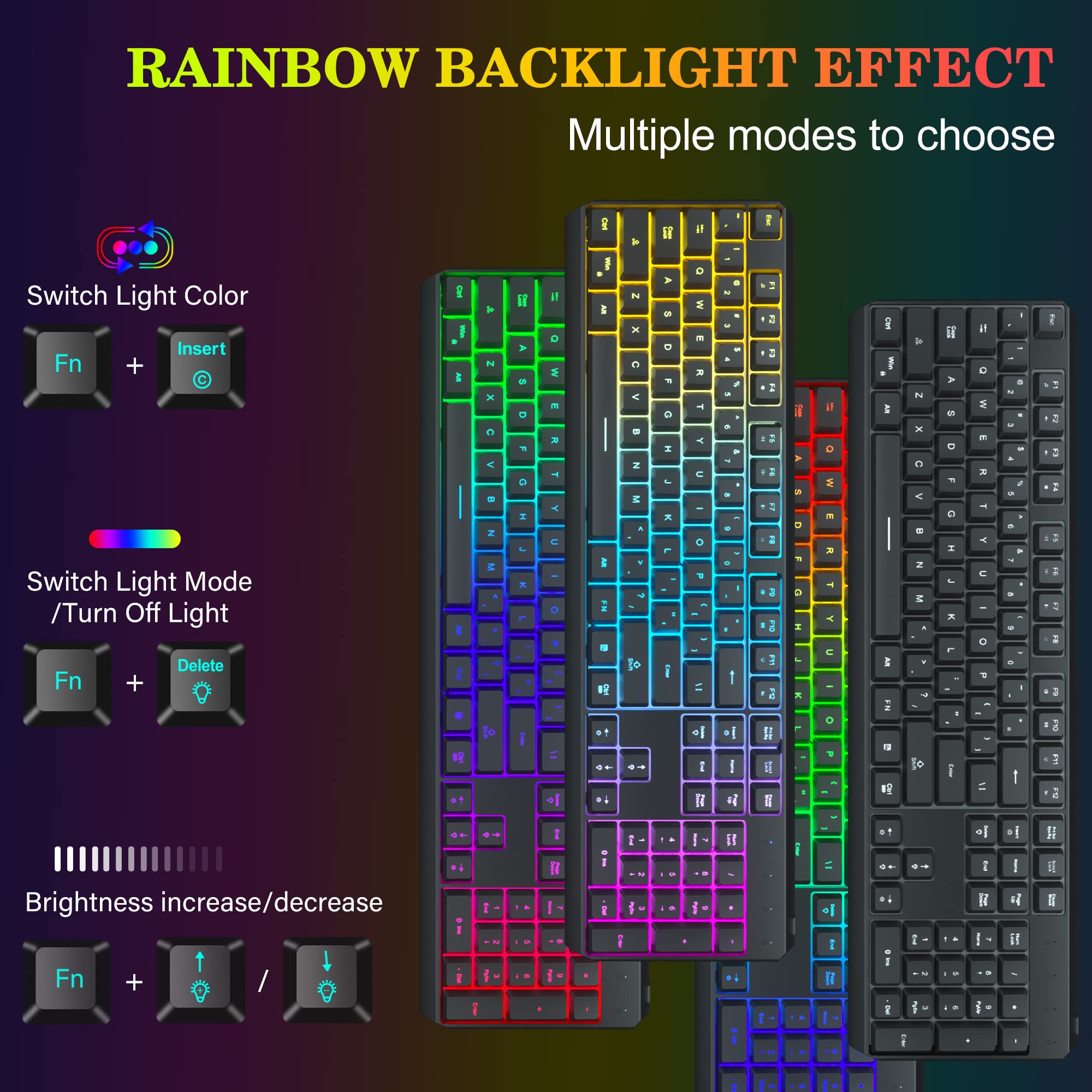 Wireless Backlit Keyboard Silent Mechanical Feel, TopMate 2.4G Slim
