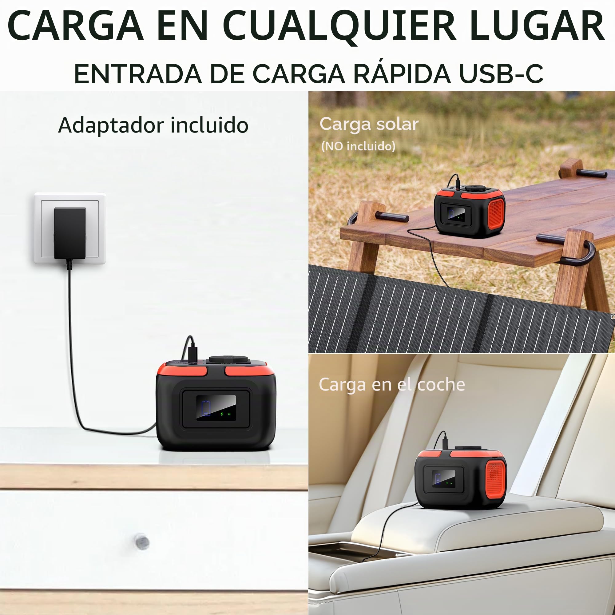 SinKeu Powerstation portátil de 97 WH, 26400 mAh, Mini generador con Enchufe de 120 W 230 V CA, 12 V CC, Puertos USB para teléfono móvil portátil, batería para Camping, Viajes, Emergencia (sin Panel