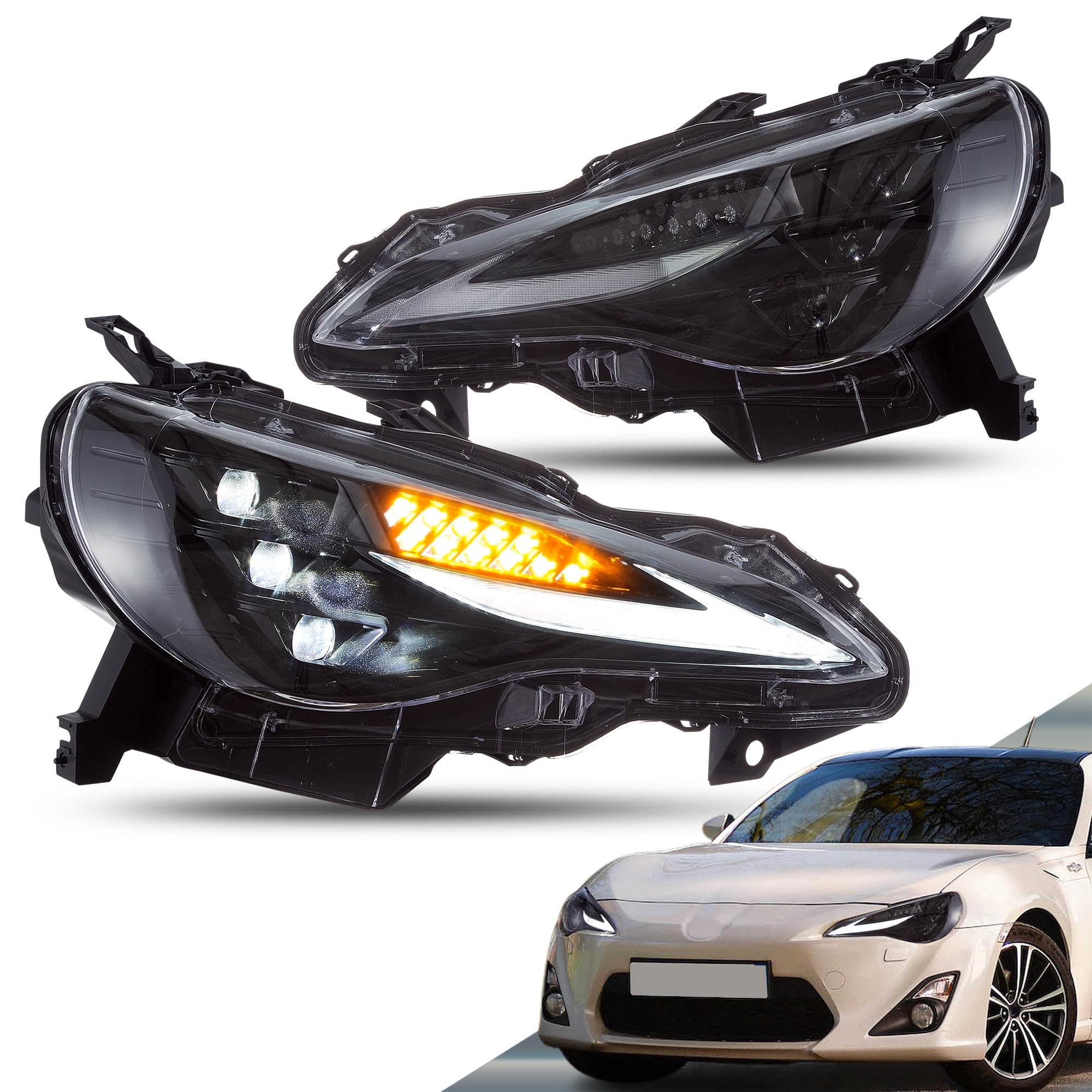 Reflektor Full LED do GT86 & BRZ 2012-2020, FR-S 2013-2016, dynamiczny wyświetlacz, strona kierowcy i pasażera