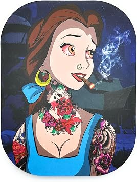 Rolling Tray with Magnetic Lid - 7 inch x 5.5 inch Double Printed Rolling Tray with Printed Magnetic lid - This Decorative Metal Tray is Perfect for at Home or on-The-go (Bad Belle)