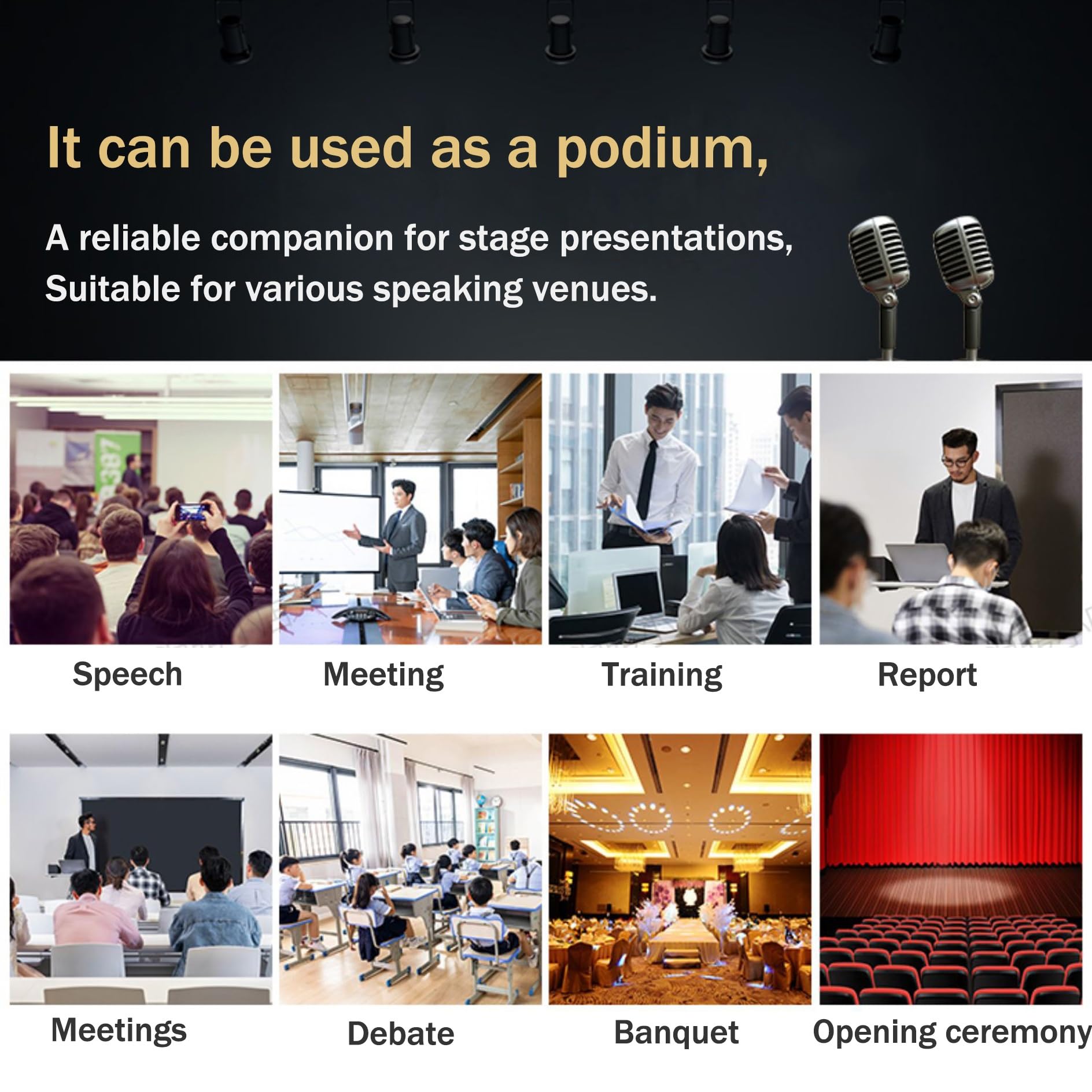 Scrivania versatile per segretarie, ideale per conferenze, banchi di cassa, saloni, negozi ed eventi, elegante mobile da ufficio con soluzioni di archiviazione
