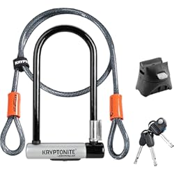 Candado Para Bicicleta Tipo U Kryptonite (001966/001072) Antirrobo U kryptolok Standard W/Flex Cable Y Flexframe Bracket (102x229) Candado, Calidad, Hombres, Negro, Talla única