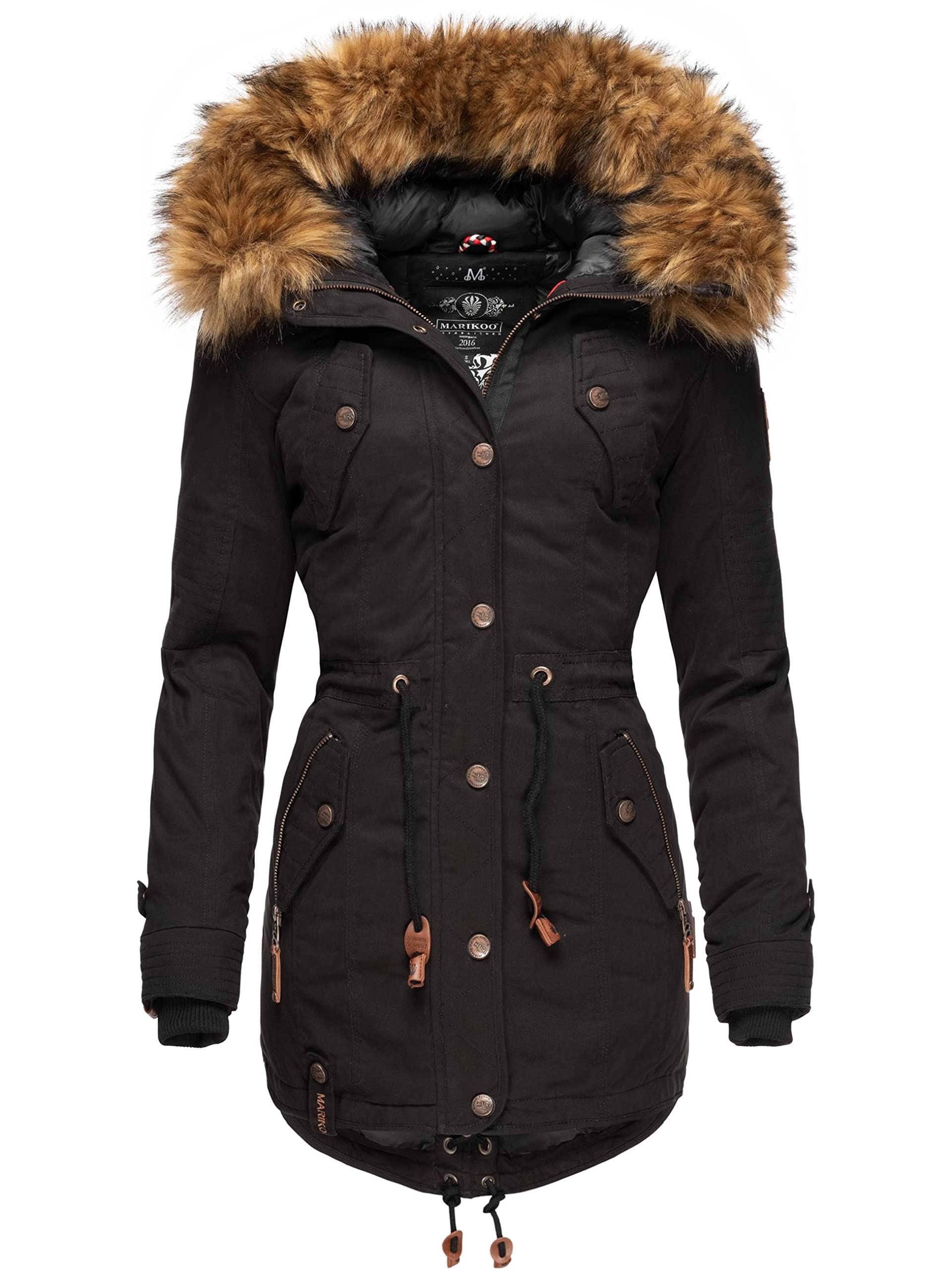 MARIKOO Caldo parka invernale da donna con pelliccia sintetica rimovibile La Viva Prc XS-XXL