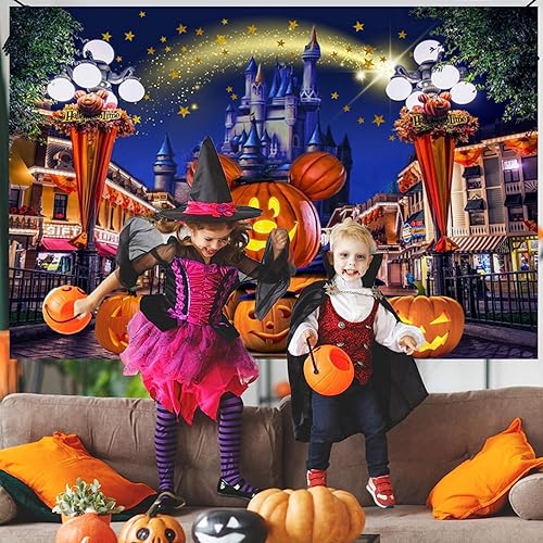 Miniatura 2 de Telones de fondo de cabeza de calabaza de Halloween para fiesta de pesadilla de Halloween, fondo de fotografía, cielo estrellado, noche, luna, fondo