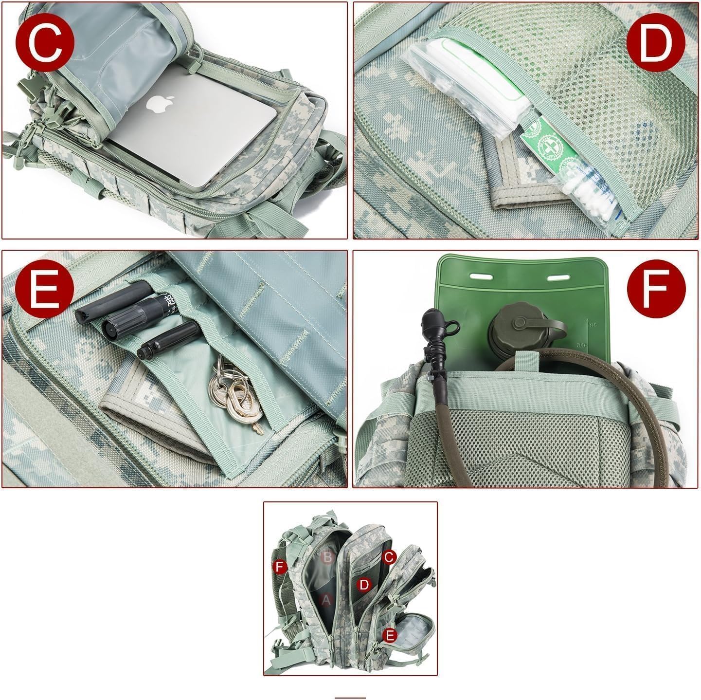 Small 30L Assault Backpack Military Tactical Backpack Tactical Bag for Outdoor Hiking Camping Travel Army Hunting Rucksack (ACU)