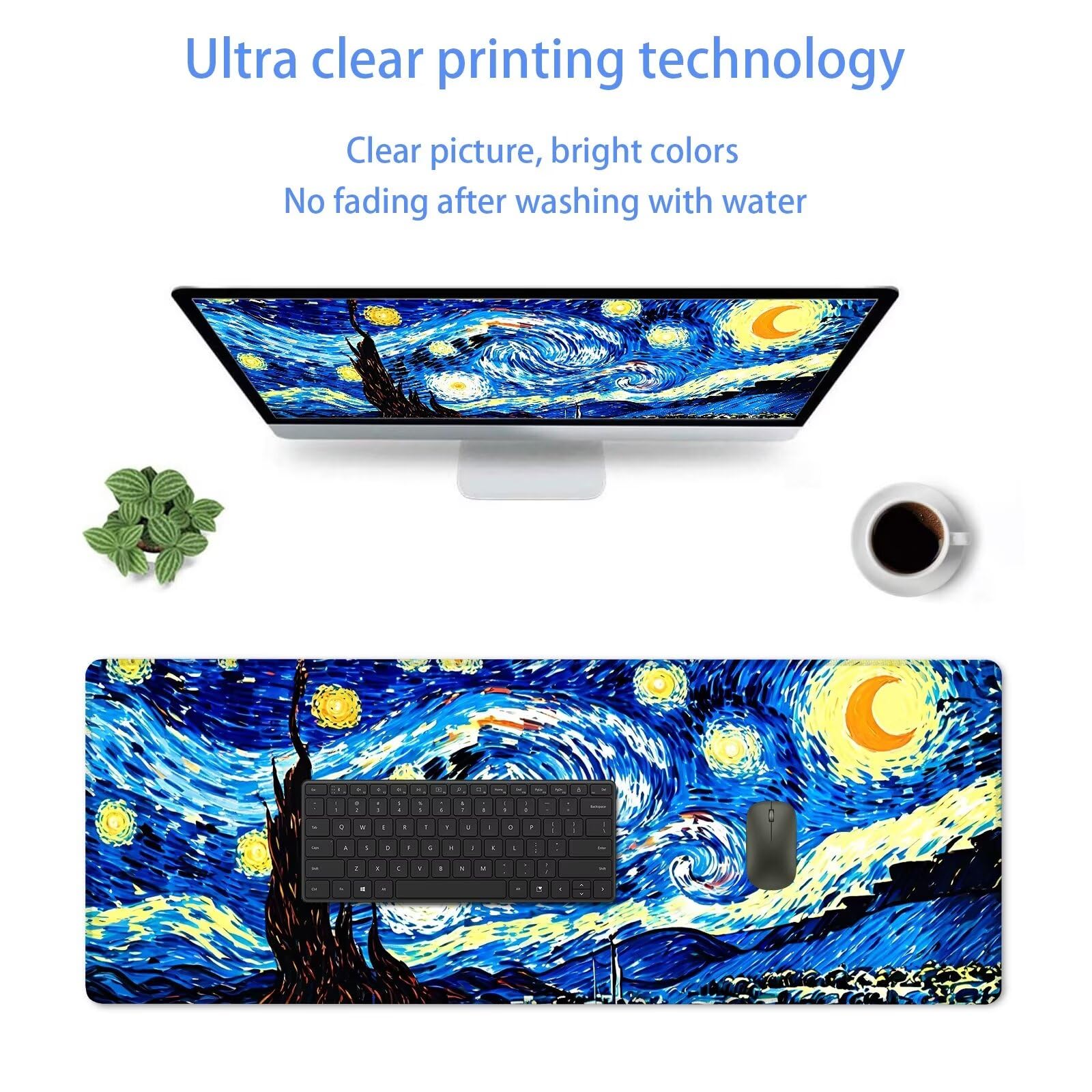 Notte stellata Tappetino Mouse Gaming,Tappetino Mouse XXL 1200 x 500 mm,Tappetino Mouse Paesaggio,Mouse Pad con Base Antiscivolo,Bordi Cuciti Mousepad,Tappetino Mouse Gaming di Alta Precisione S-814