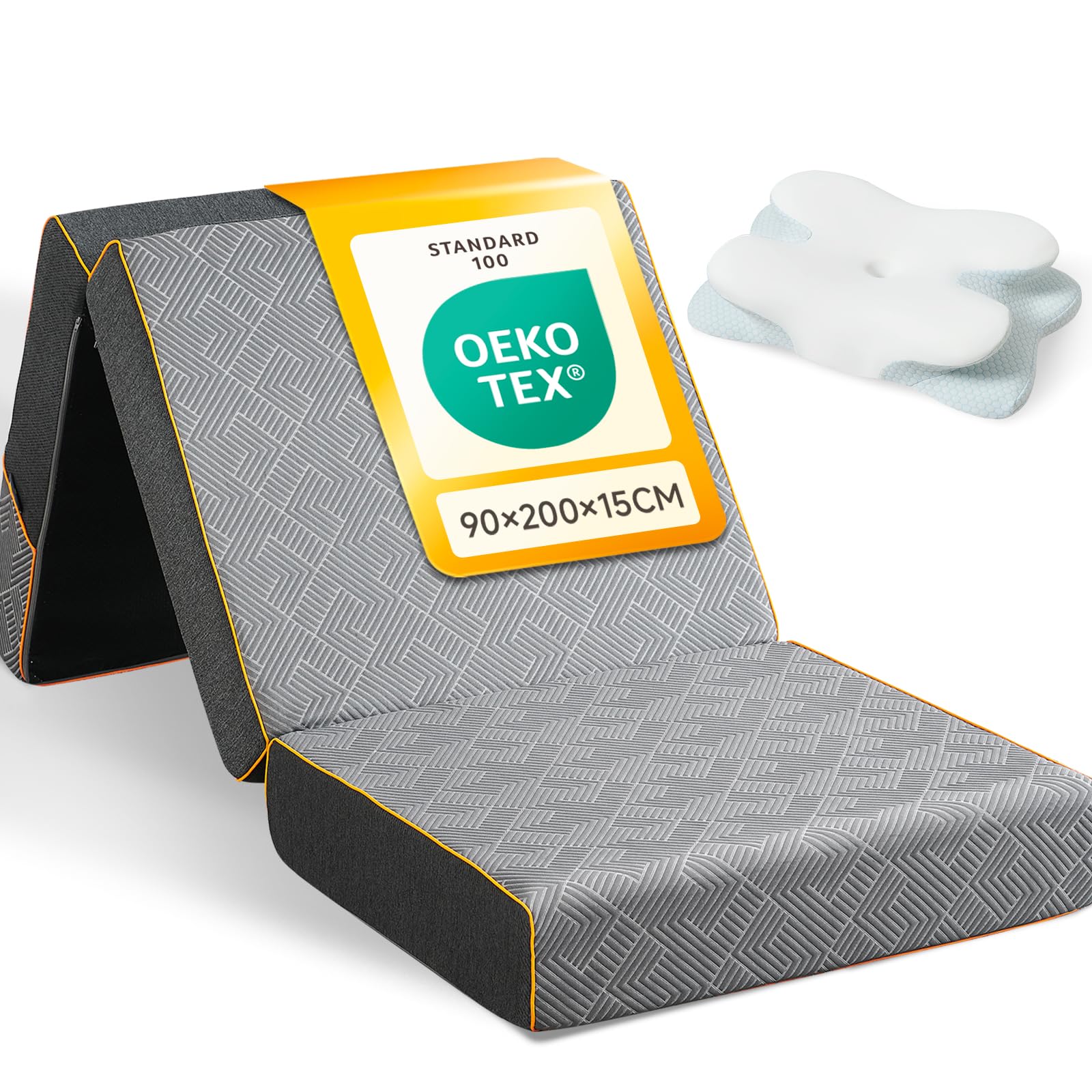 Klappmatratze 90x200 Gästebett mit Nackenkissen Set