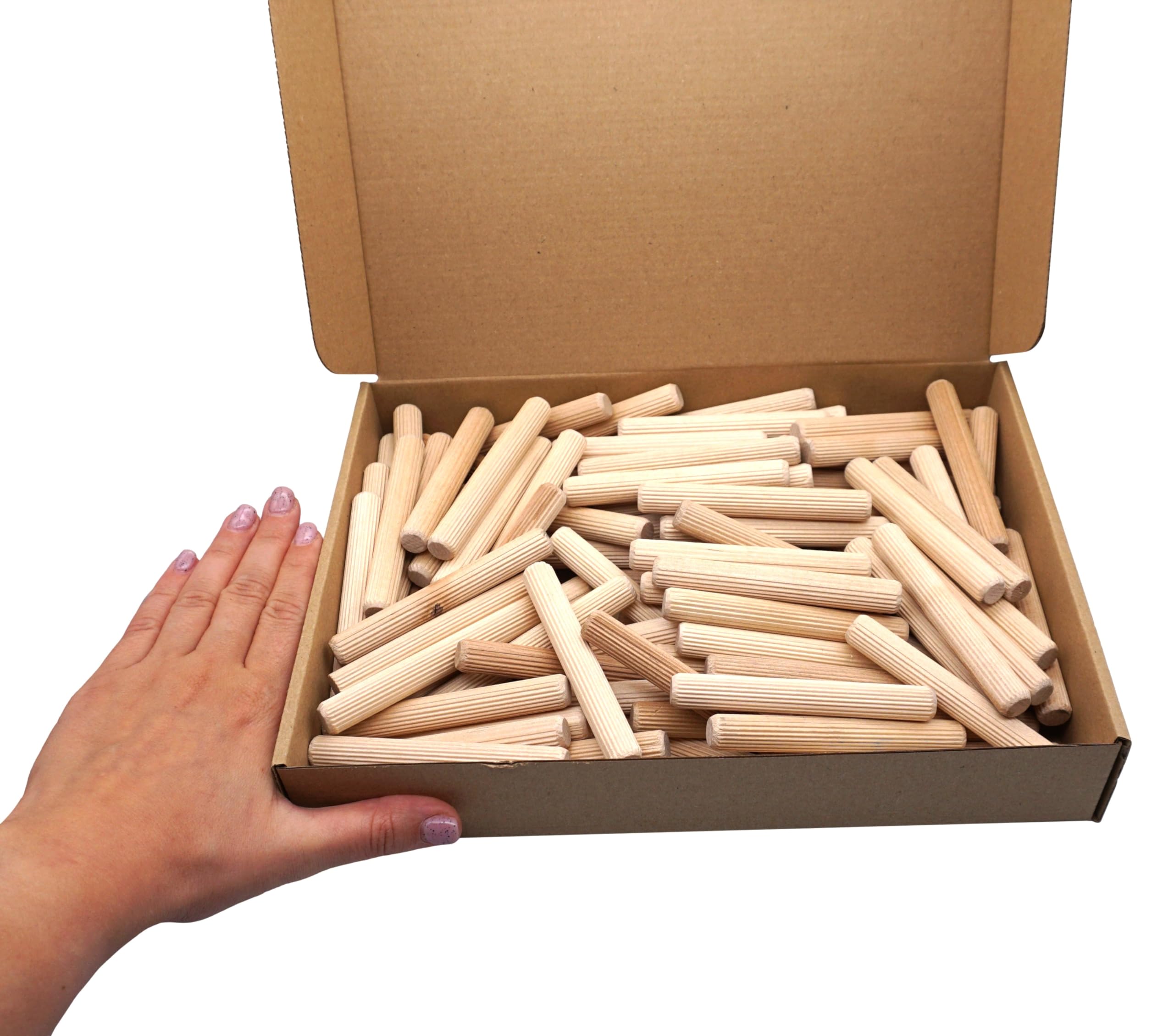 thumbnail: SKIR'CO Houten Pluggen 5x30mm - 100 Stuks Gegroefde Deuvels Voor Meubels