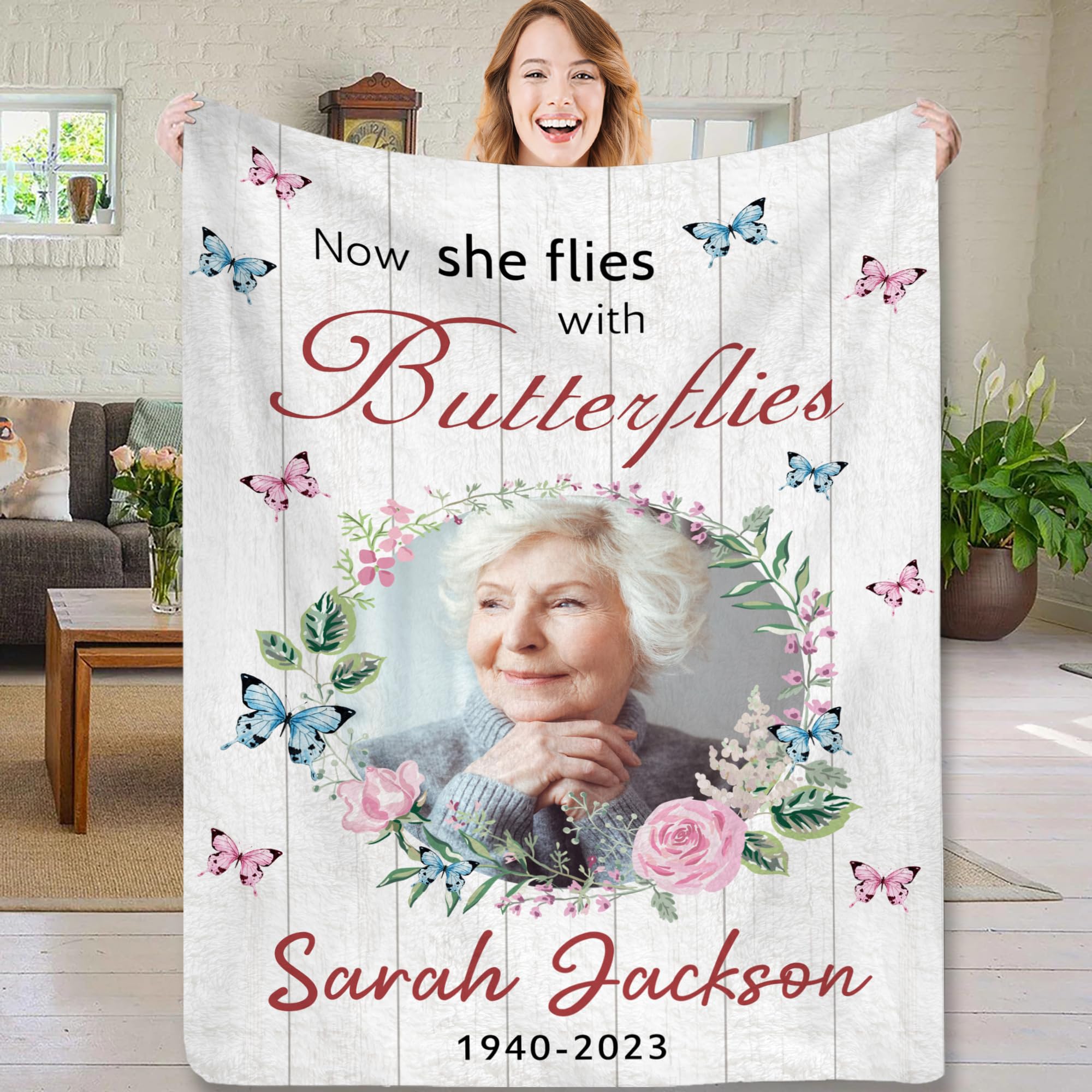 Amazon.com: Personalized Blanket with Picture Custom Memorial Blanket  Memorial Photo Blankets Remembrance Bereavement Gifts Made in USA  Customized Memorial Sympathy Gift for Loss of Dad Mom Husband Wife Dog Cat  : Home
