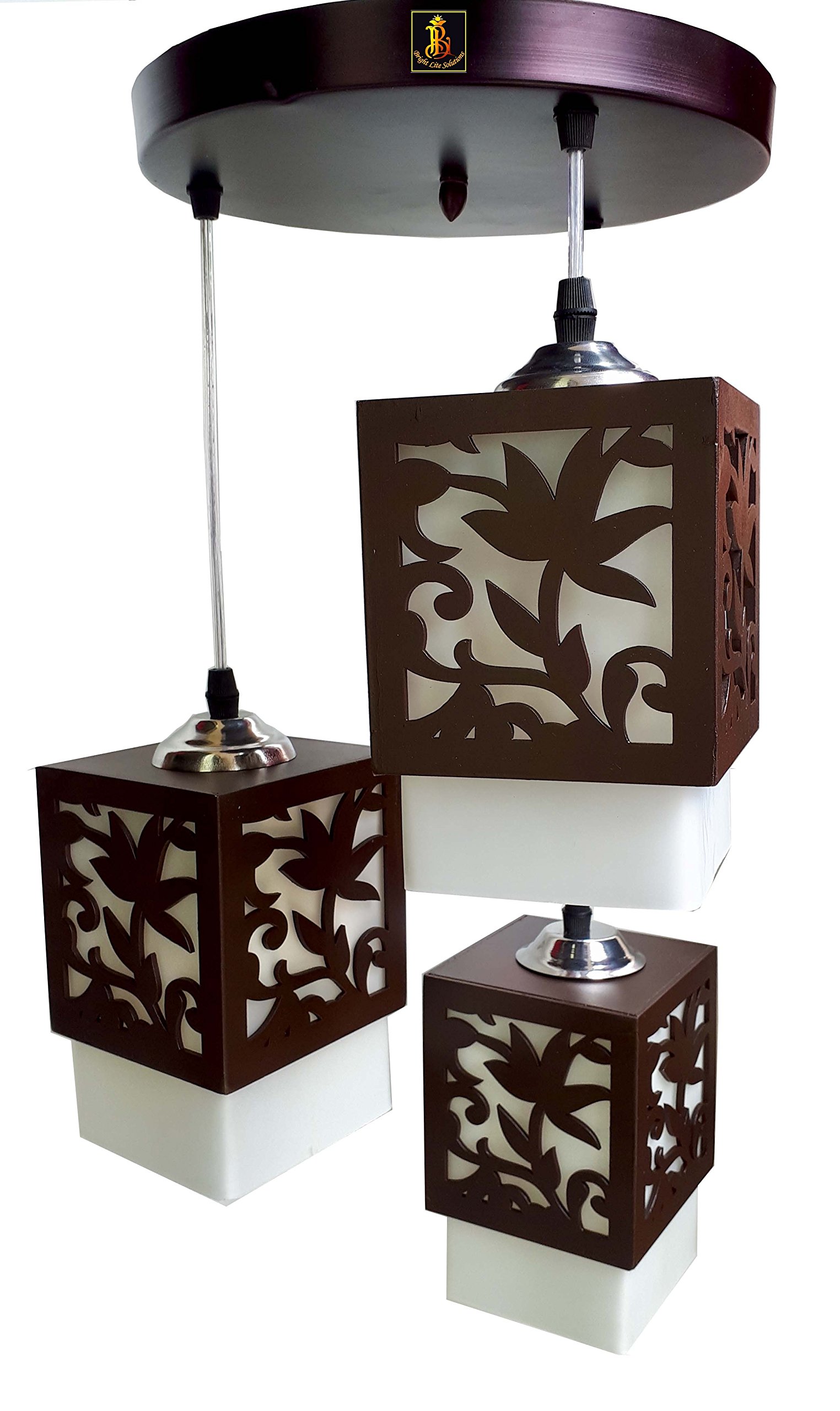 Lyse Decor 3 Lamps Each 14-Watts, Black Color, Lotus Chandelier Hanging Ceiling Light for Living Room, Bedroom