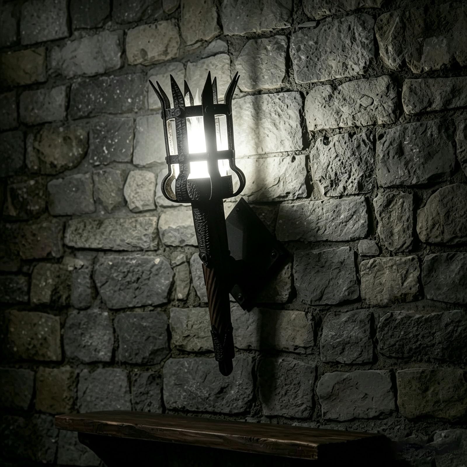 Medieval LED Torch Wall Sconce Gothic Castle Flickering Flame Home Decor (White, 1 Torch)