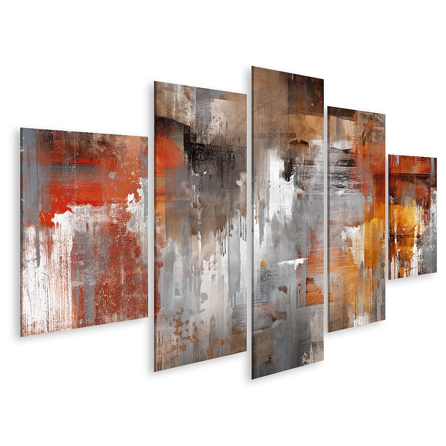 islandburner Bild auf Leinwand Faszinierende Vintage-Kollage Kunstdruck Wohnzimmer Für Kunstliebhaber - 5-teilig