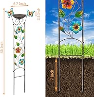 Vista 20 de LEWIS&WAYNE Garden Trellis Bird Bath Outdoor, 40 Inch Antique Iron Garden Plant Trellis Decorative with Hummingbirds and Detachable Drinking Basin