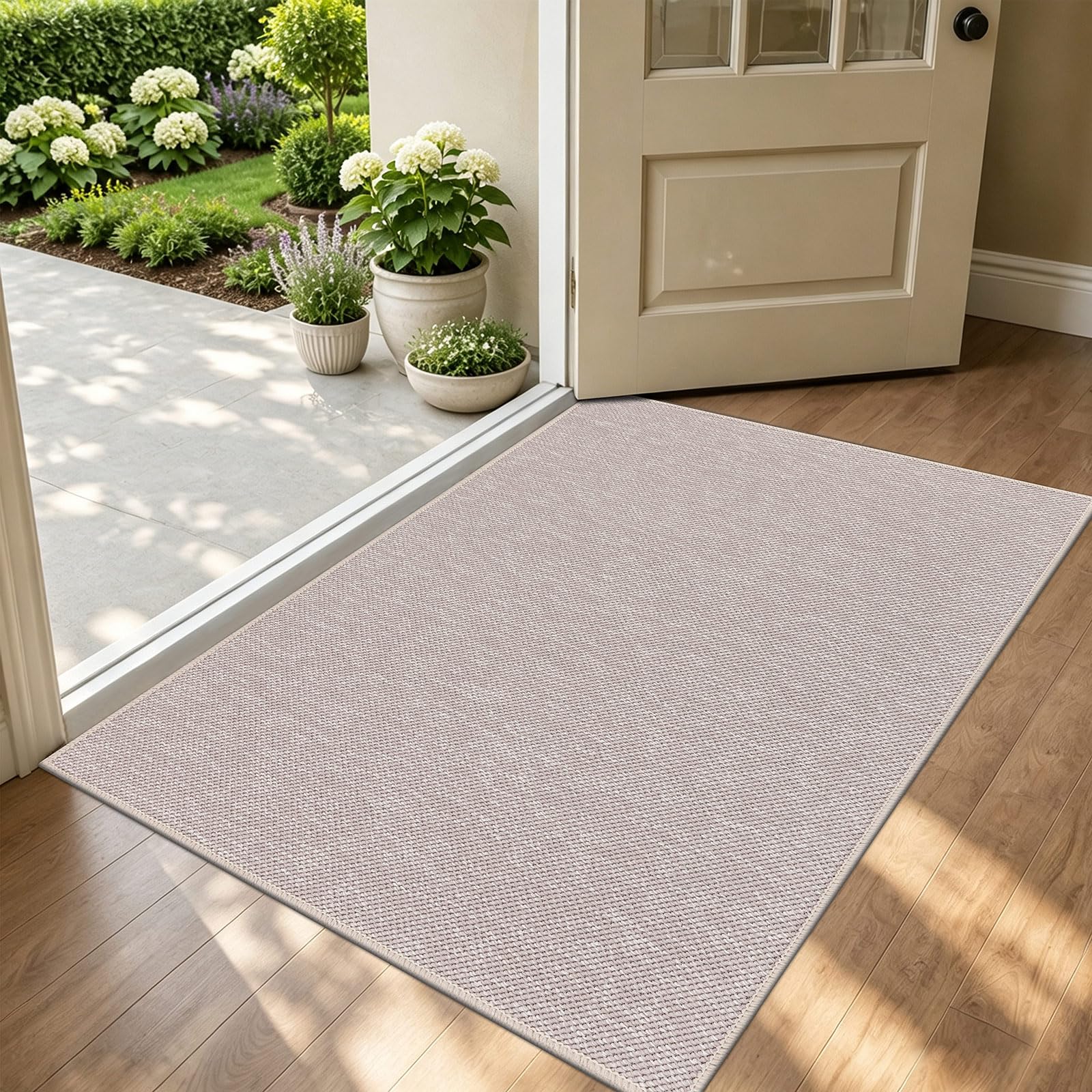 SHACOS Door Mat Indoor Non Slip 80x120cm, Washable Doormat Beige Grey