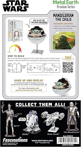 Miniatura 2 de Fascinations Metal Earth Premium Series Star Wars Mandalorian The Child Kit de modelo de metal 3D con pinzas