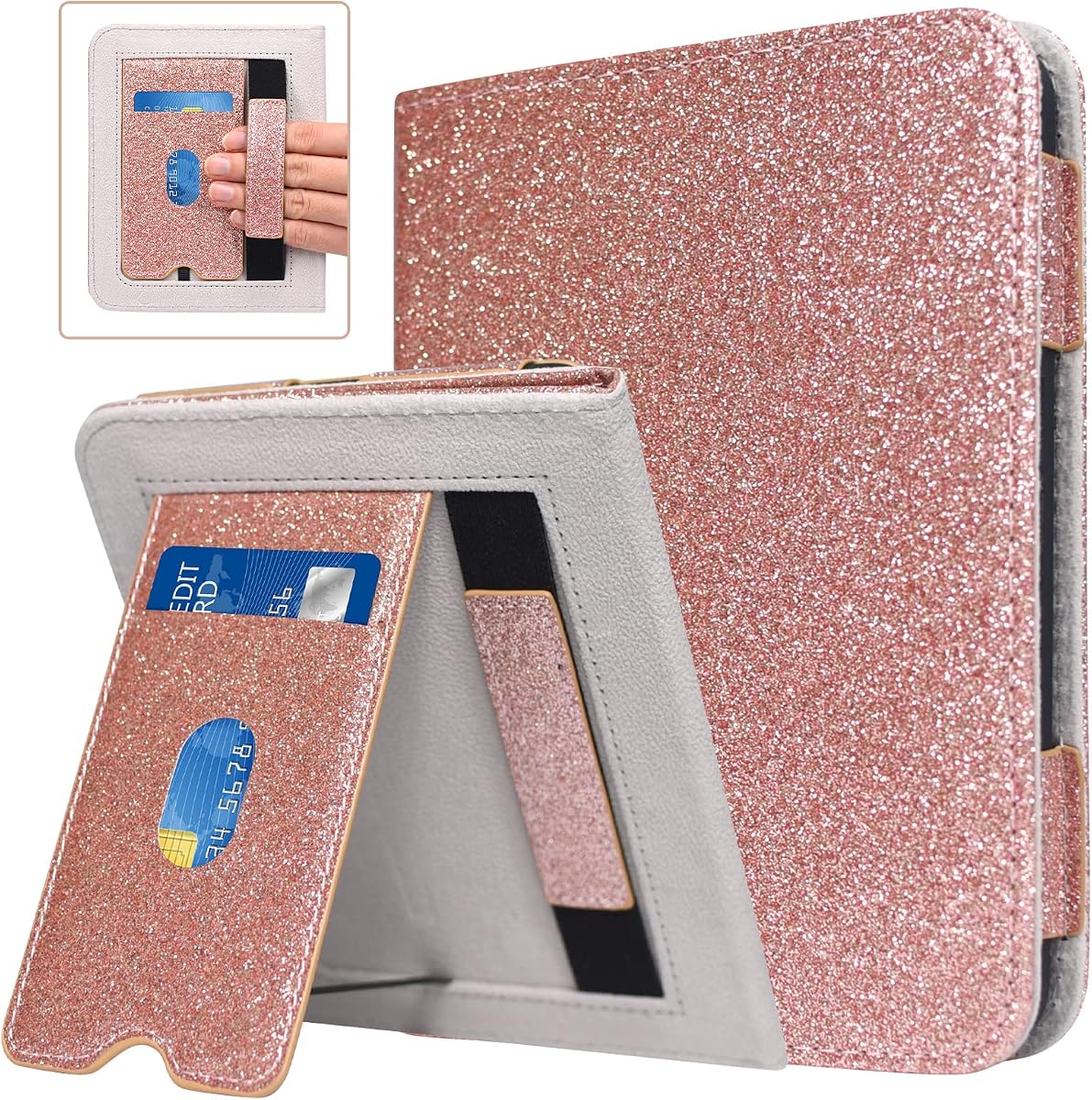 ACdream Funda para Nook Glowlight 4 2021 / Nook GlowLight 4e 2022, Funda protectora de piel sintética de primera calidad con soporte manos libres y cierre magnético, correa de mano, ranura para tarjetas, rosa brillante