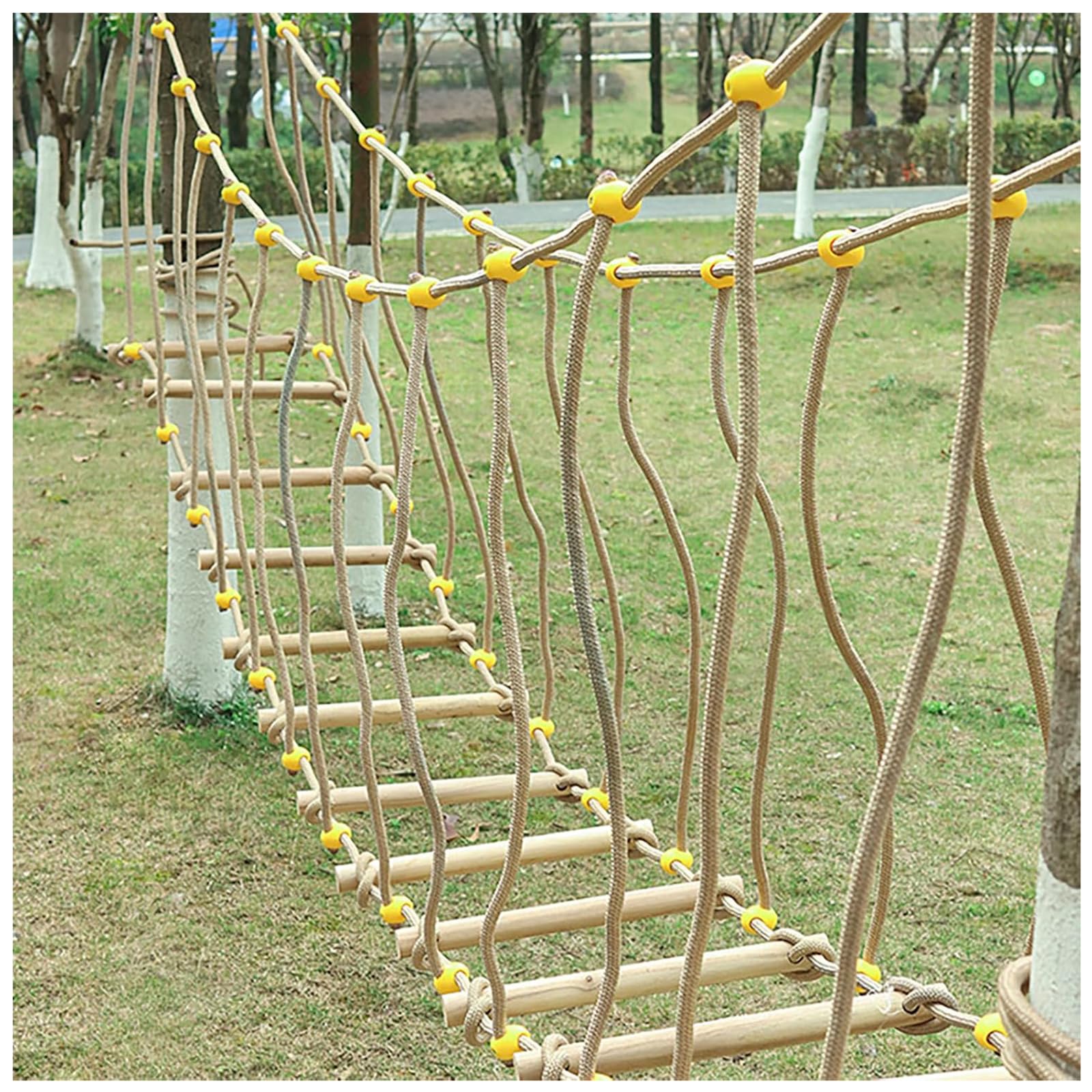 HAZEK Kindergarten Outdoor Bridge Children Sports Fitness Training Equipment Solid Wood Bridge Balance Bridge Climbing Bridge Toy (Size: 5m)