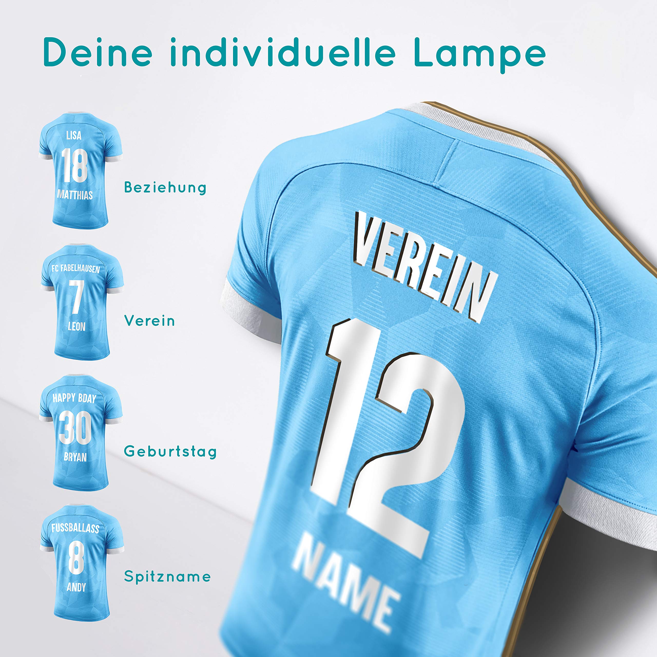 Elbeffekt Trikotlampe für Münchener Fans aus Holz - personalisierbares Geschenk - schenke Dein individuellen Münchener Fanartikel aus Echtholz