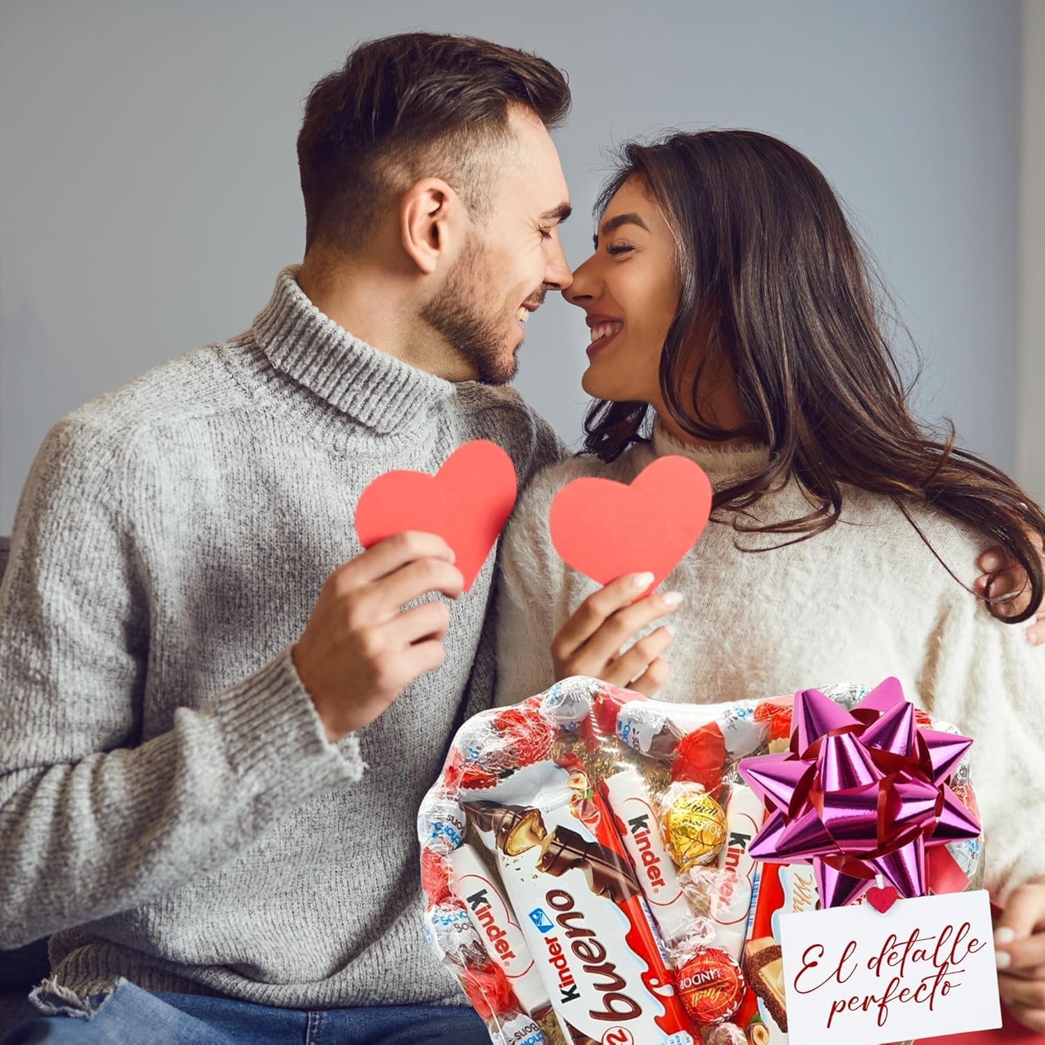Caja de Chocolate con Kinder Bueno, Shochobons y Lindt, Regalo para Parejas