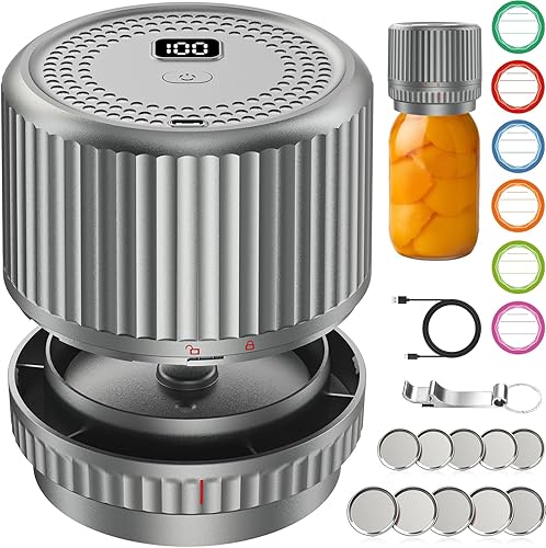 M12 - Sellador al vacío eléctrico para tarros Mason de parada automática - Sellador al vacío de tarros inteligentes actualizado 2025 para tarros