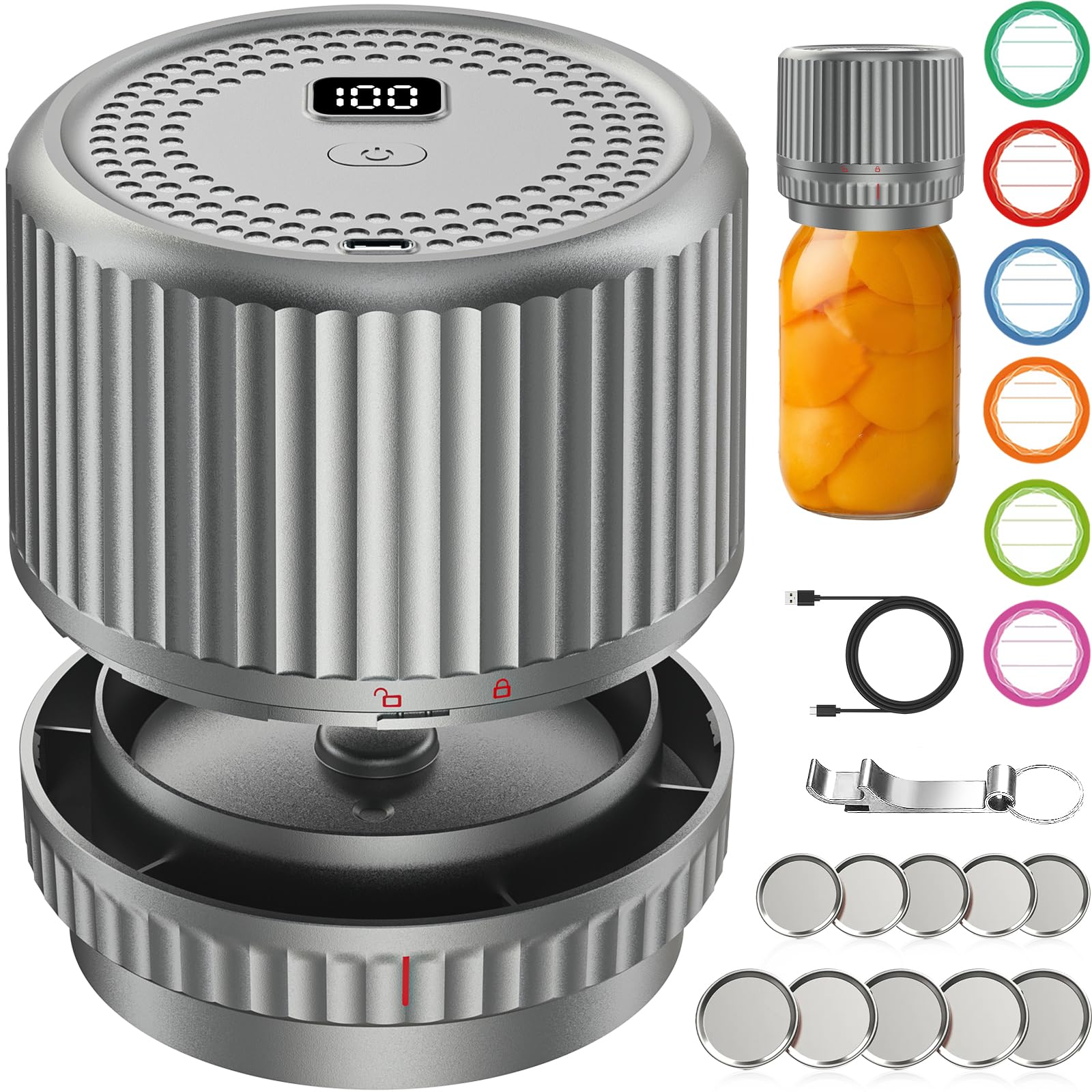 Photo 1 of M12 Auto Stop Electric Mason Jar Vacuum Sealer - 2026 Upgrade Smart Jar Vacuum Sealer for Mason Jars with Wide and Regular 2500mAh Battery Portable Mason Jar Sealer Machine Kit