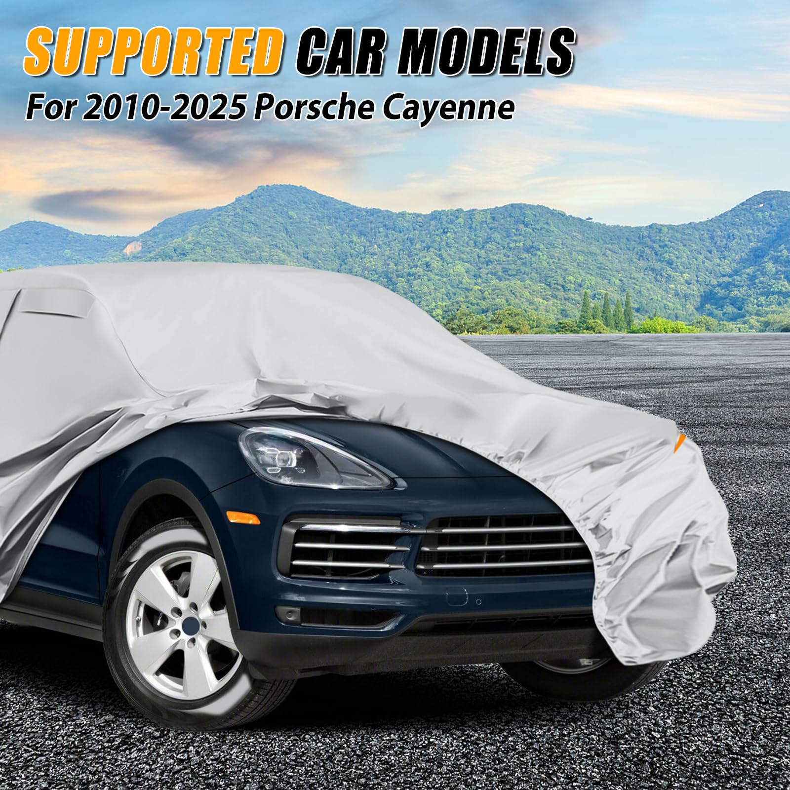 Cubierta impermeable para Porsche Cayenne 2009-2025, funda para todo clima con cierre de cremallera, resistente al viento, gris