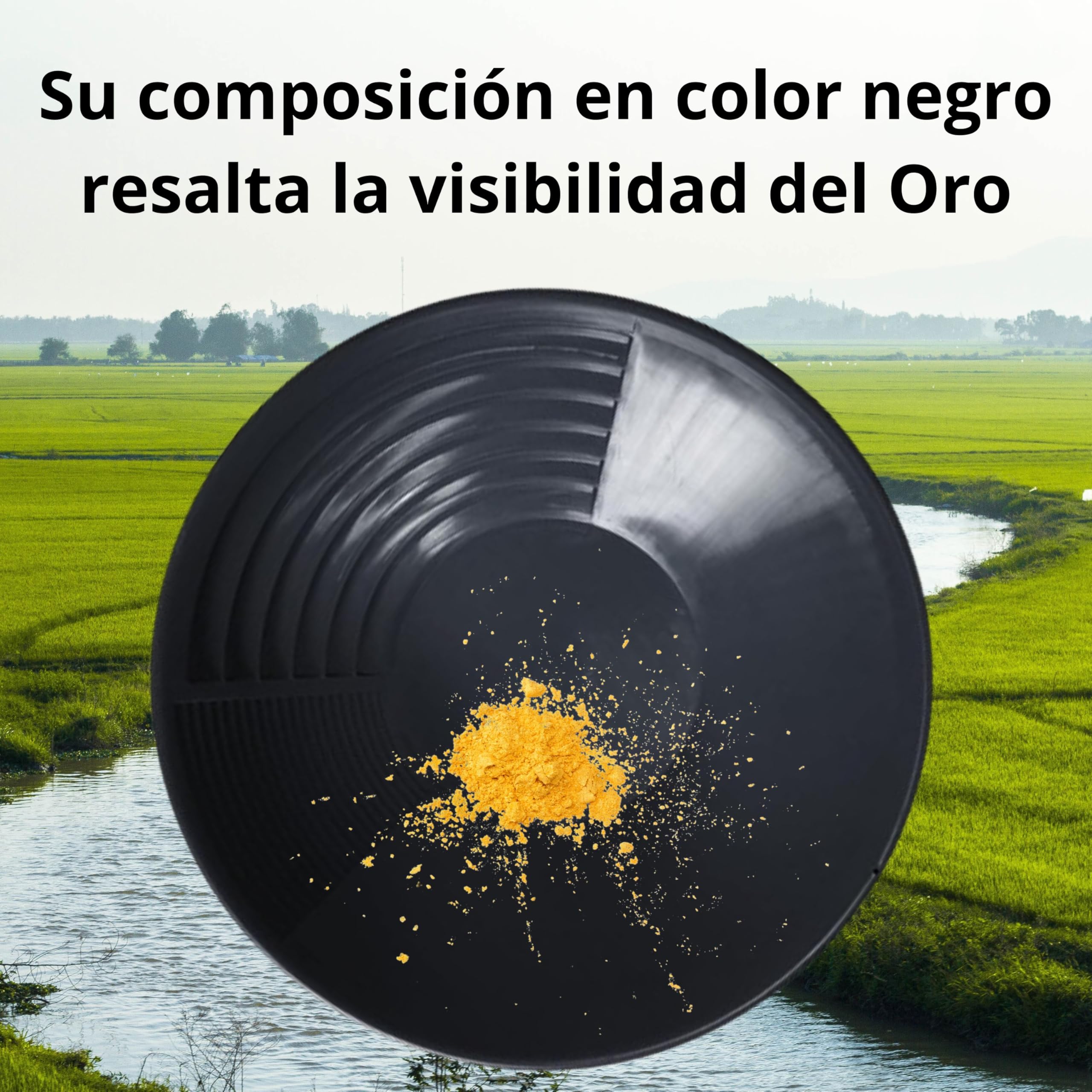 Bateas para Buscar Oro de 38,5cm, Bandeja de Lavado de Oro, Batea Oro para Minería y Prospección, Batea para Oro en Ríos, Arroyos, Zonas Mineras y Excavaciones, Accesorio esclusa para Lavar Oro