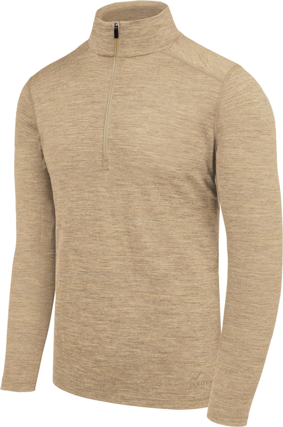 normani Herren Premium Merino Outdoor Langarm-Shirt Longsleeve mit Reißverschluss, 100% Merinowolle Pullover mit 1/4 Zip
