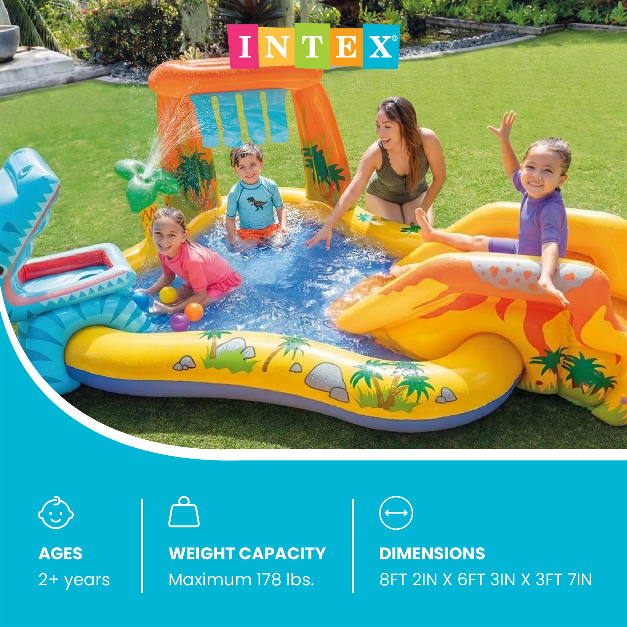 Intex 57444NP Aufblasbarer Play Center Dinosaurier Vinyl 249x191x109 cm
