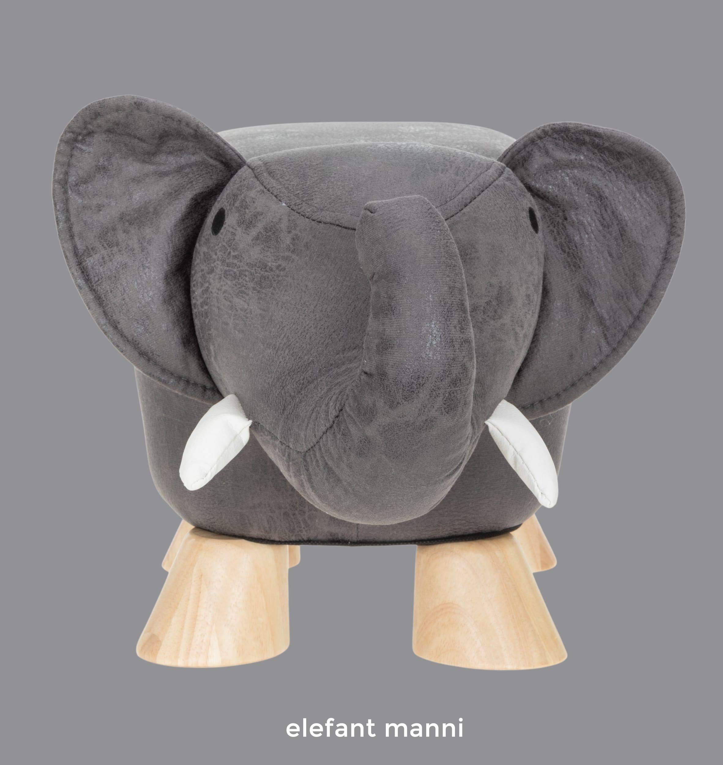 Set Kinder Tierhocker Kinderhocker für Jungen Mädchen ab 2 Jahre Kindermöbel Kinderstuhl Hocker Stockerl Auswahl + Eisbär (Elefant Manni grau)