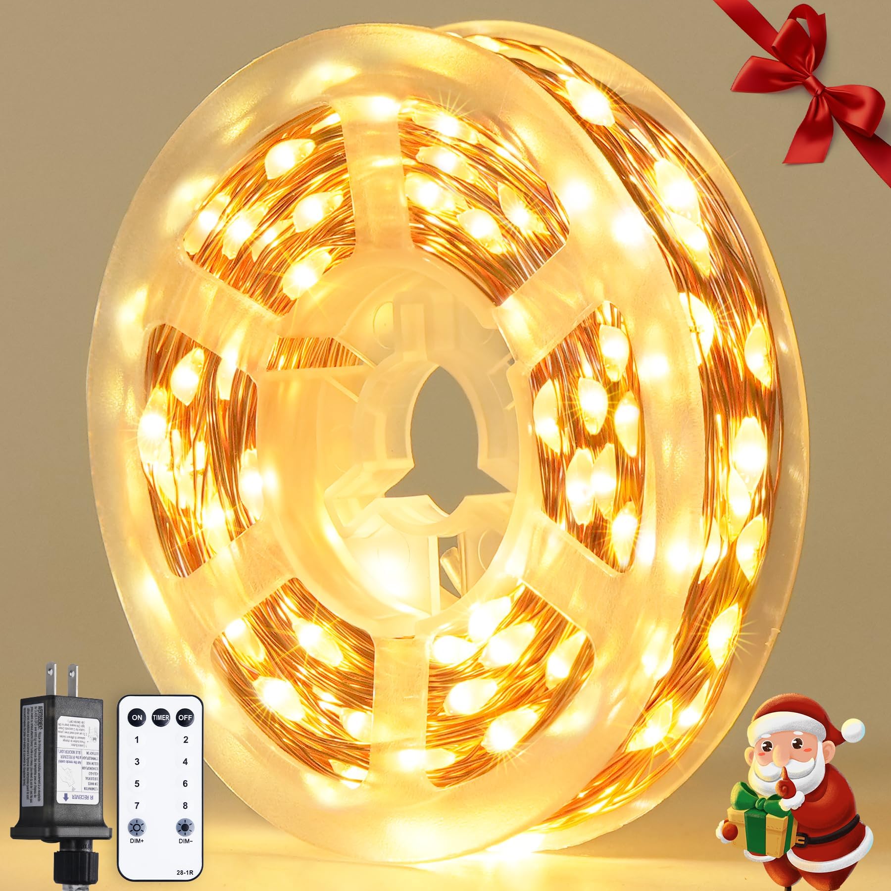 ER CHEN Dimmable LED String Lights Plug in, 66ft 200 LED Waterproof ...