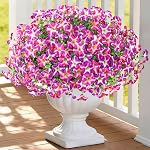 KHOYIME Artificial Flowers for Outdoor Decoration, 12PCS Faux White Petunias Silk Flower UV Resistant Realistic Floral Fake Plants for Outside Planter Garden Porch Yard Spring Summer Home Indoor Decor