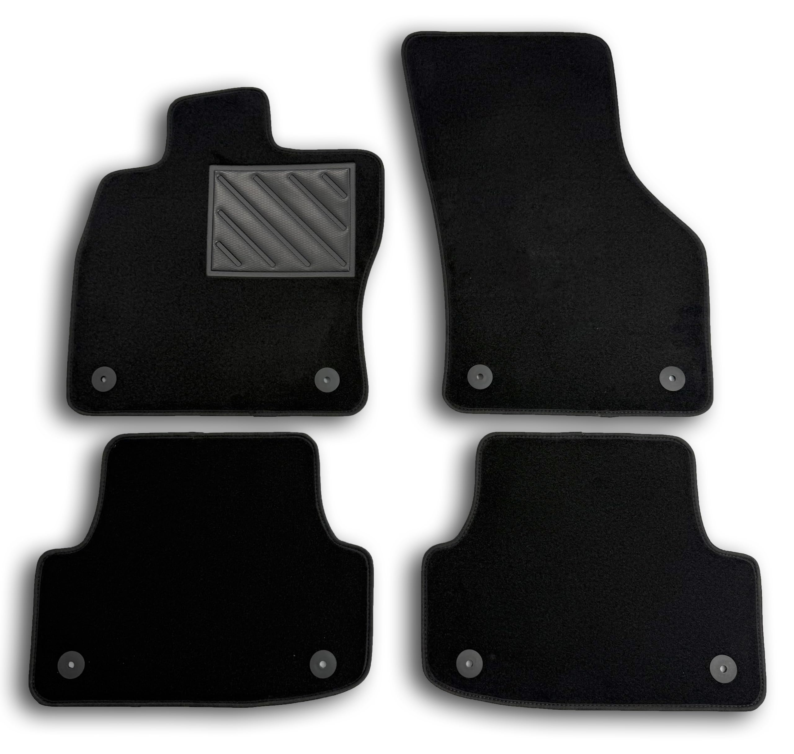 Tapis de Sol pour Audi A3 8 V à partir de 2012 > sur Mesure, antidérapant, Talonnette en Caoutchouc renforcé et Boutons de Fixation, Noir