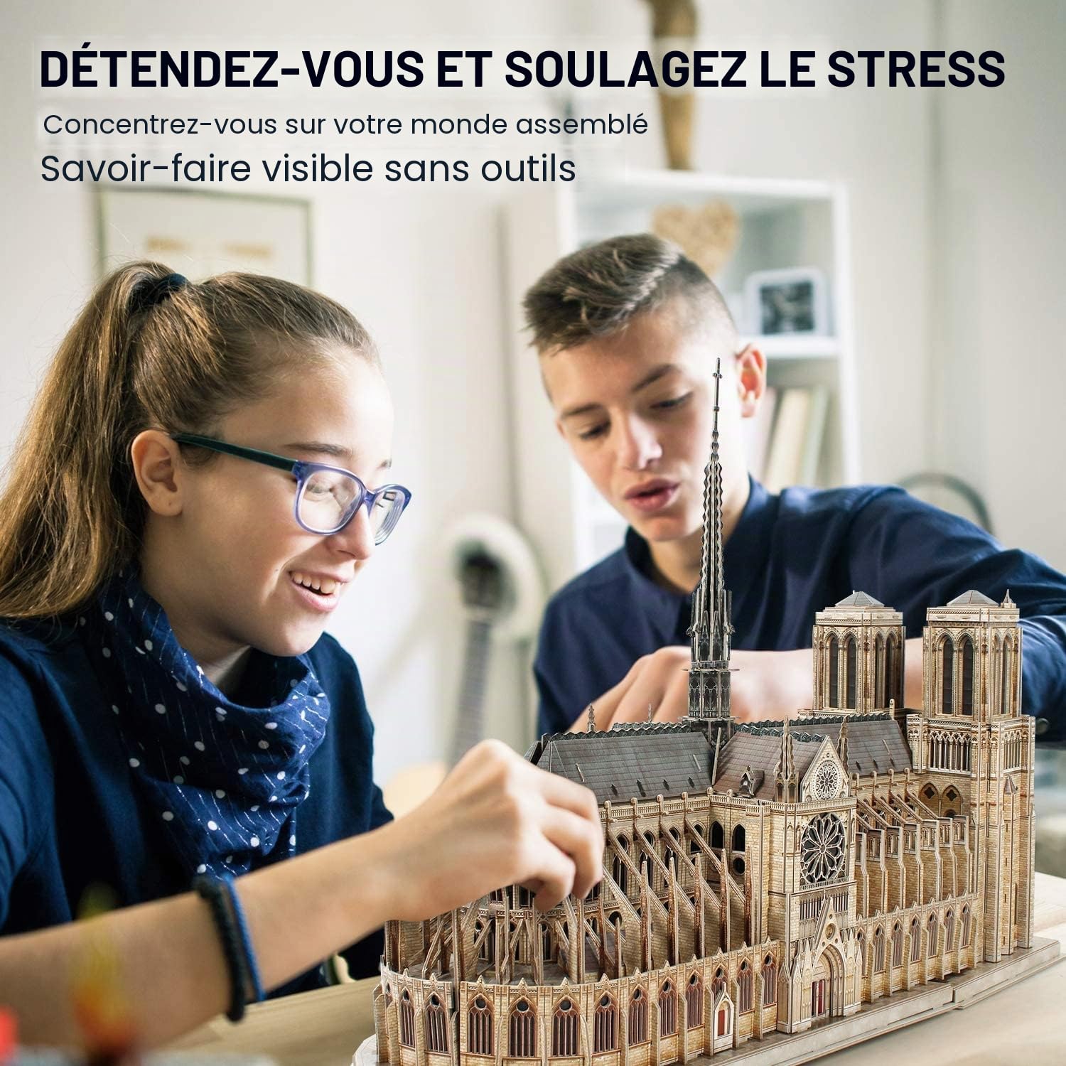 CubicFun Puzzle 3D de Construction France - Notre-Dame de Paris (Grand) Kits de Modèle Architectural de l'église Gothique, 293 Pièces