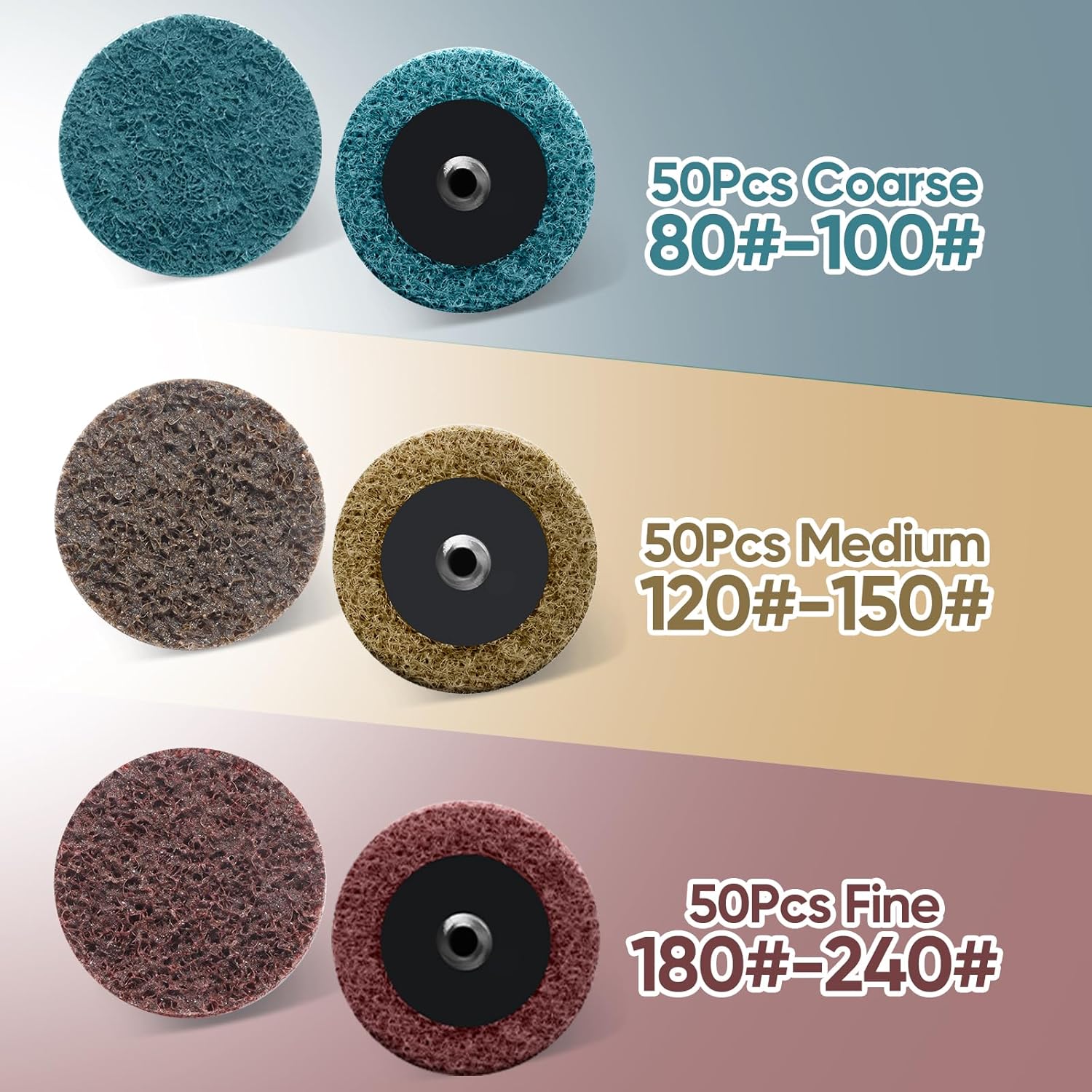 150 Pcs 2 Inch Surface Conditioning Discs Medium Grit Quick Change Sanding Discs for Die Grinders, Surface Stripping, Grinding, Polishing, and Burr Finishing