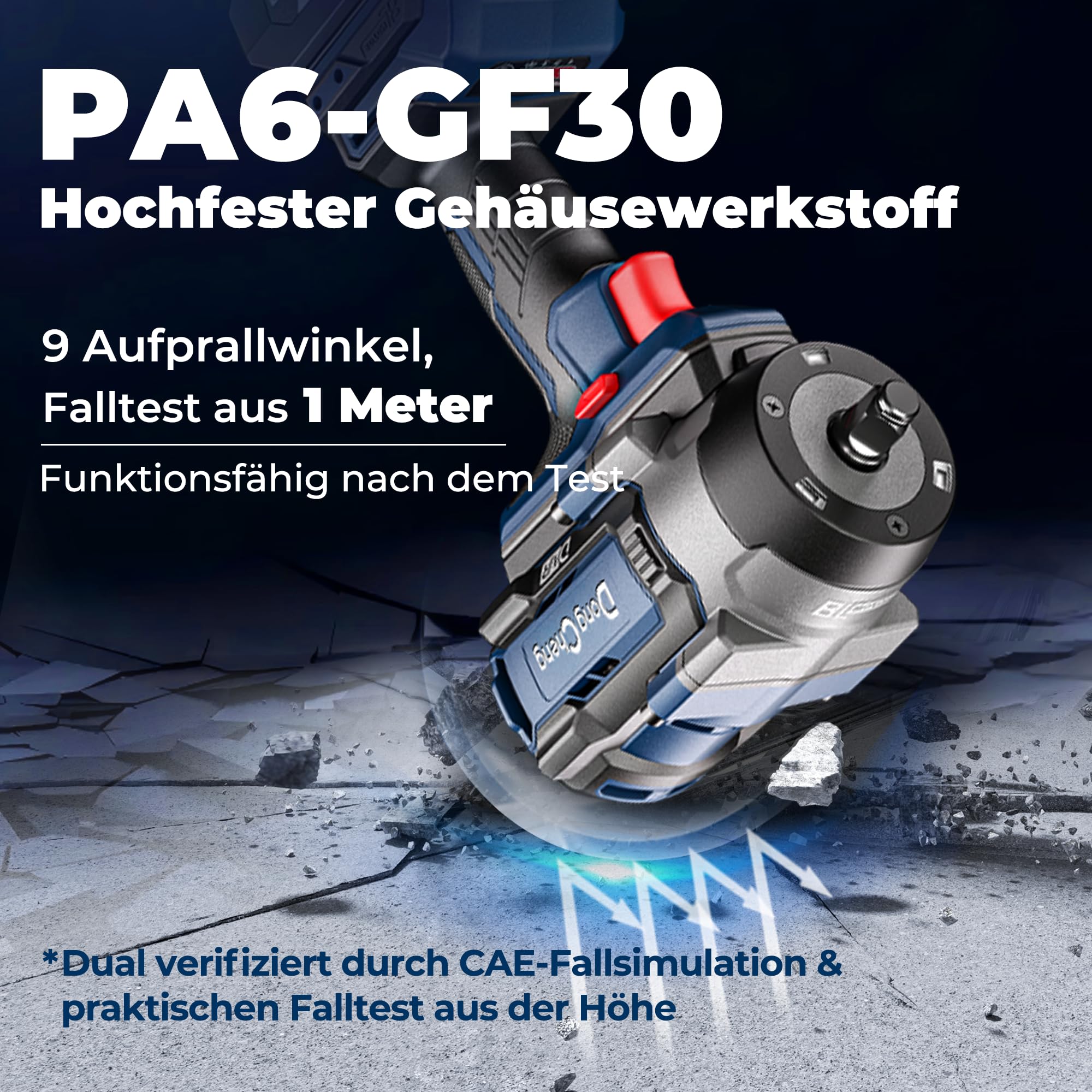 Dong Cheng 20V Akku-Schlagschrauber Bürstenlos, 1700 Nm Drehmoment, inkl Li-Ion 5,0Ah Akku & Ladegerät Drehschlagschlüssel 3-Gang-Modus & Auto-Stop, 1/2" Aufnahme – für LKW,Land-und Baumaschinen